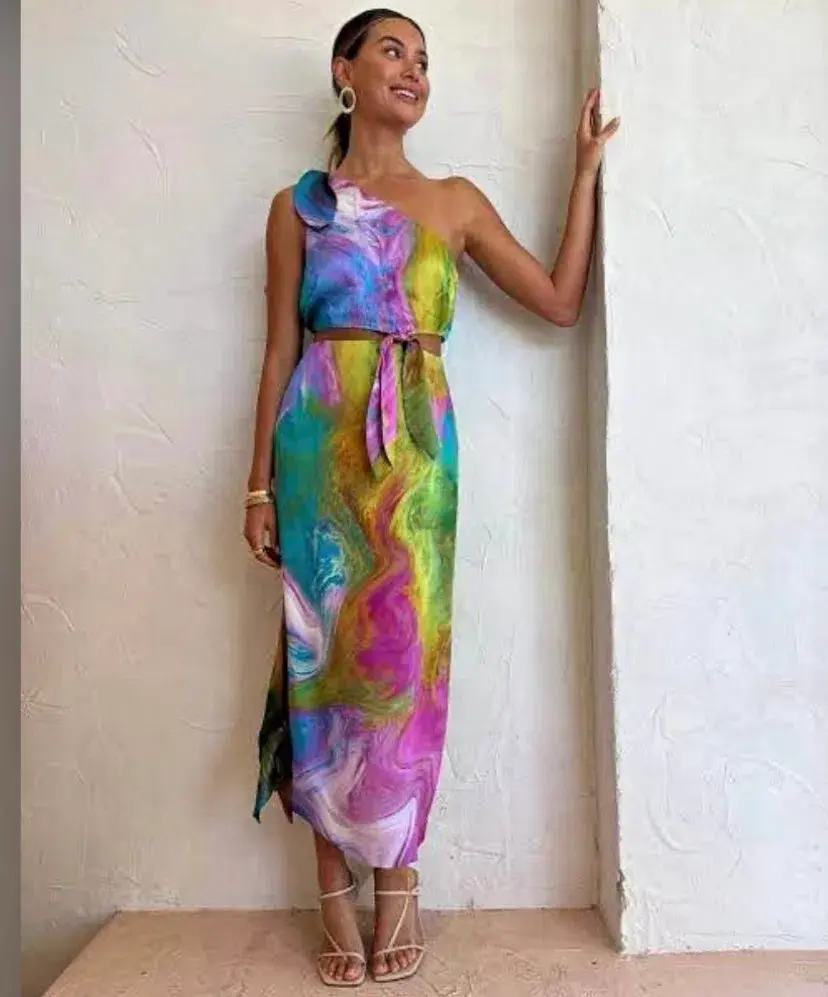 Alemais Irving Knot Midi Dress Multi Size 8  - Image 1