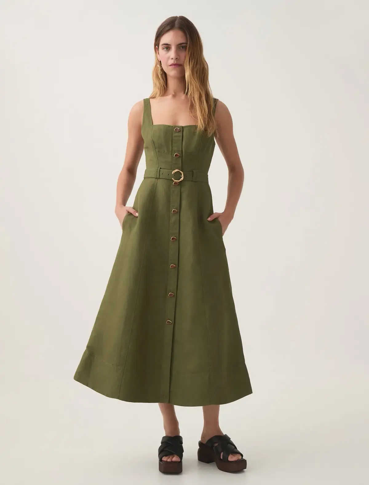 Aje Axle Utility Midi Dress Palm Green Size 12 - Image 1