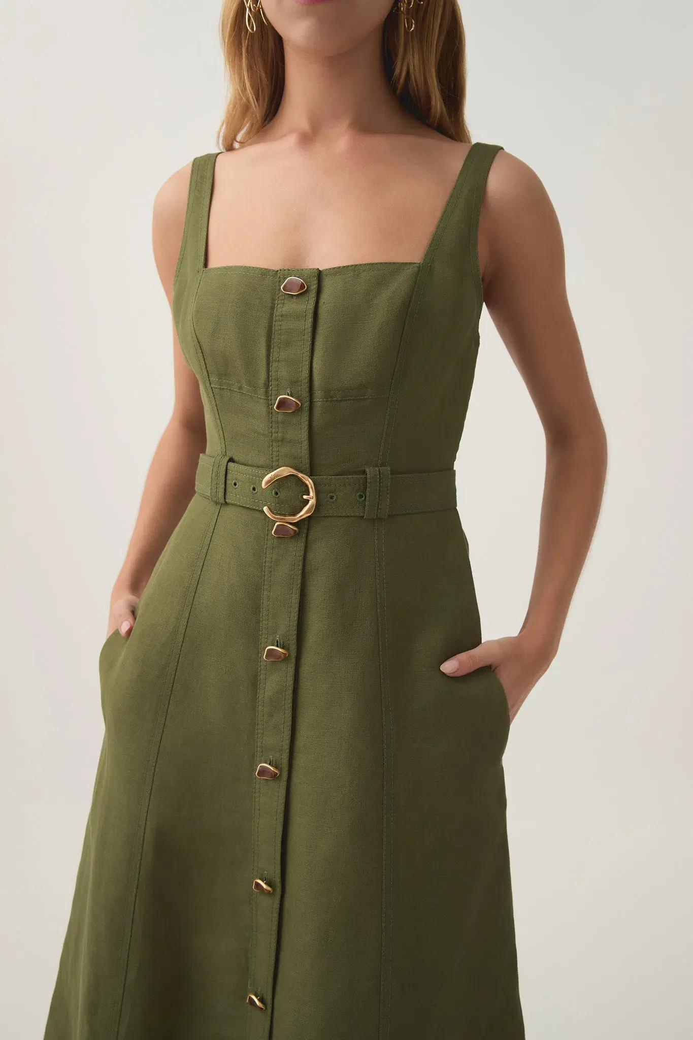 Aje Axle Utility Midi Dress Palm Green Size 12 - Image 2