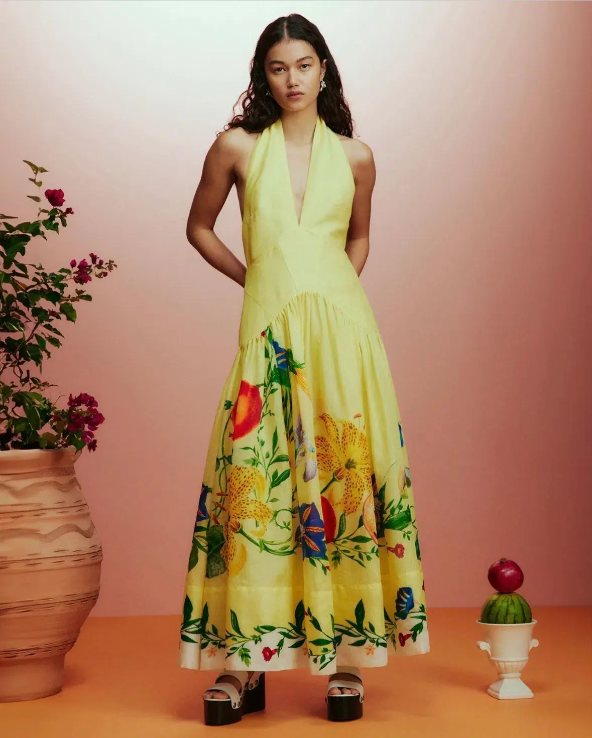Alemais Dahlia Halter Gown Yellow Size AU 8 - Image 1