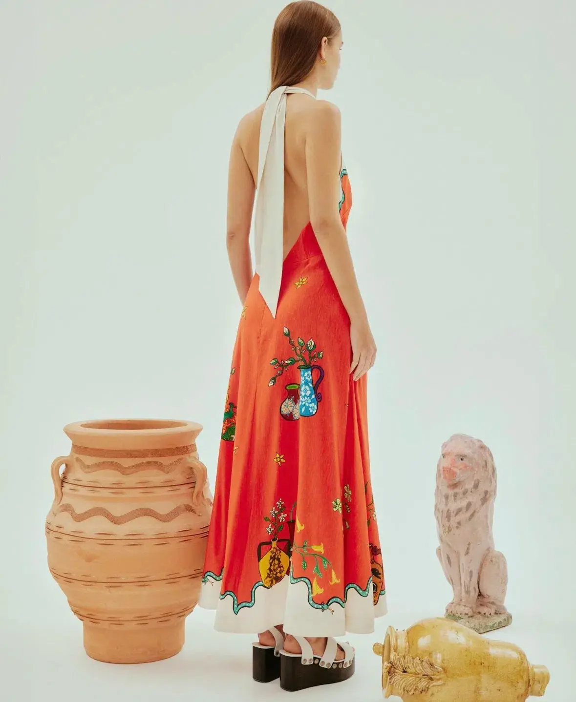 Alemais Rose Halter Dress Red Print Size AU 8 - Image 3