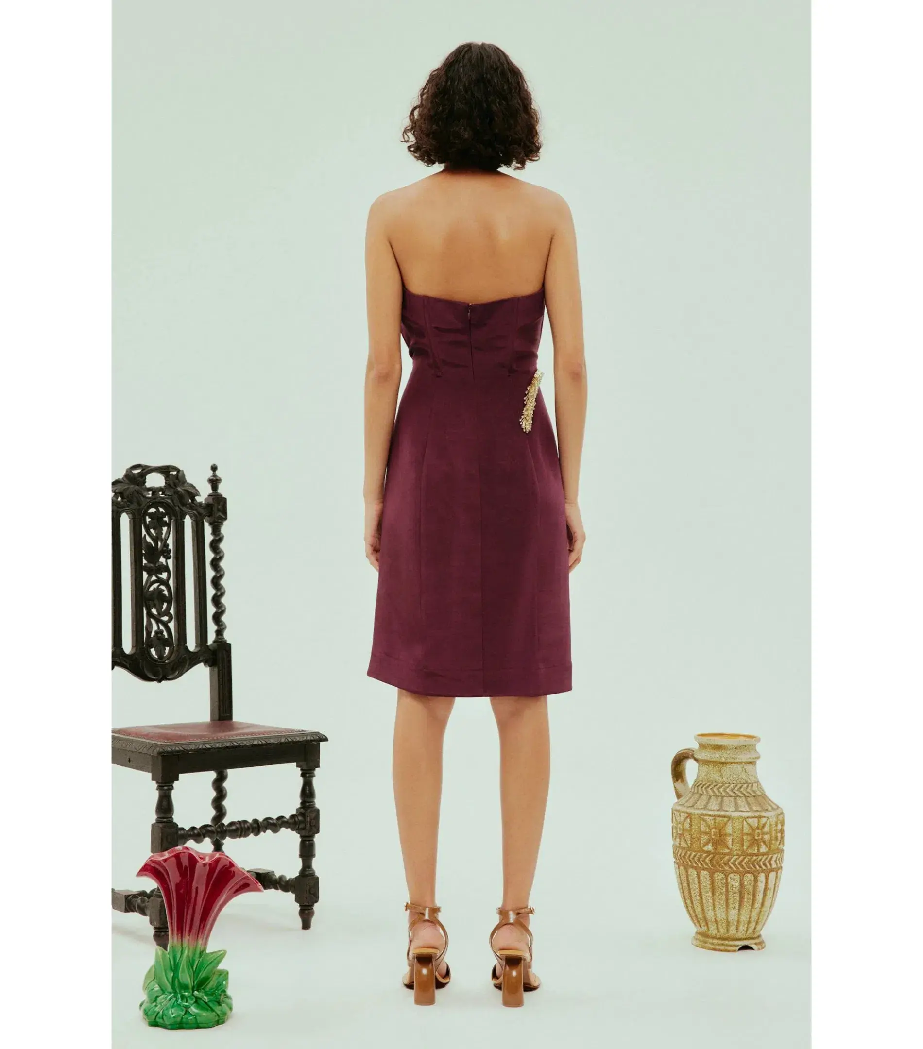 Alemais Orion Embellished Midi Dress Burgundy Size AU 10 - Image 4