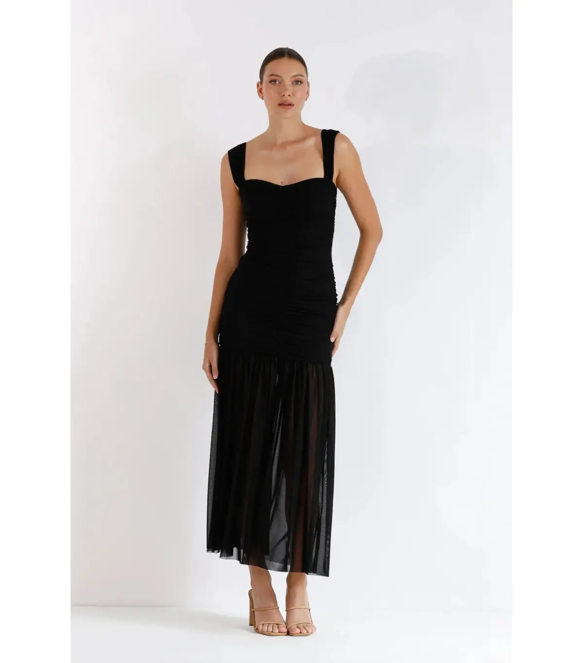 Pasduchas New Horizons Hourglass Midi Dress Black Size AU 8 - Image 1
