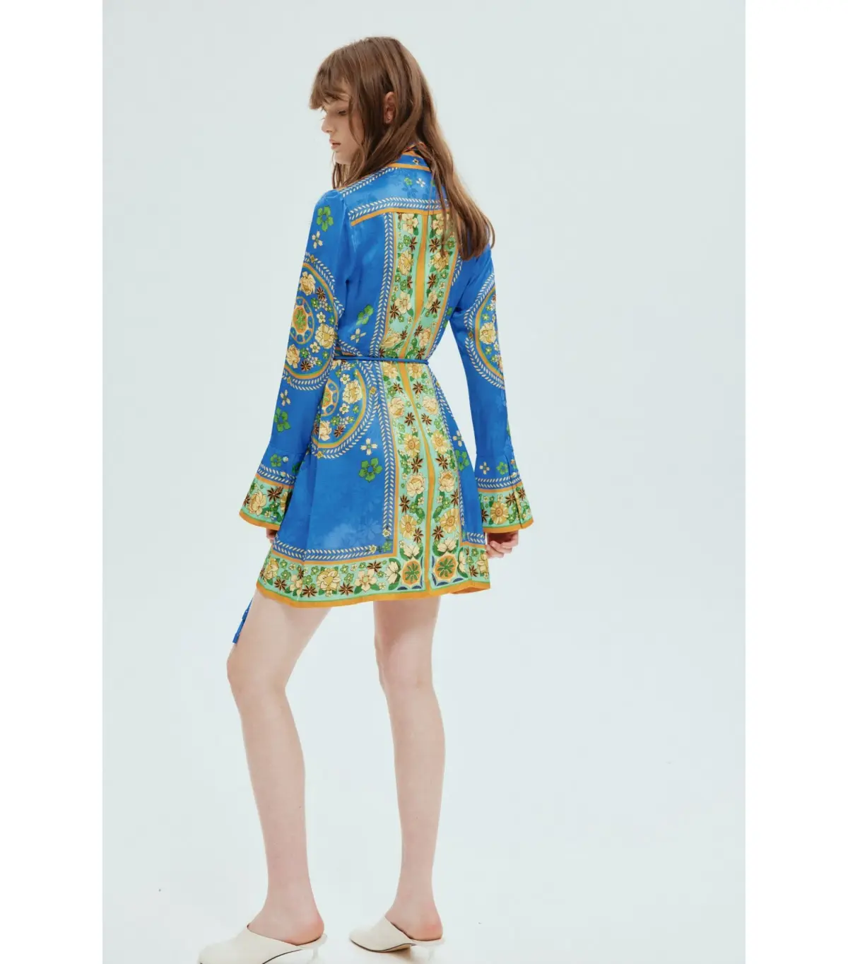Alemais Linda Mini Dress in Blue Print Size AU 10 - Image 2