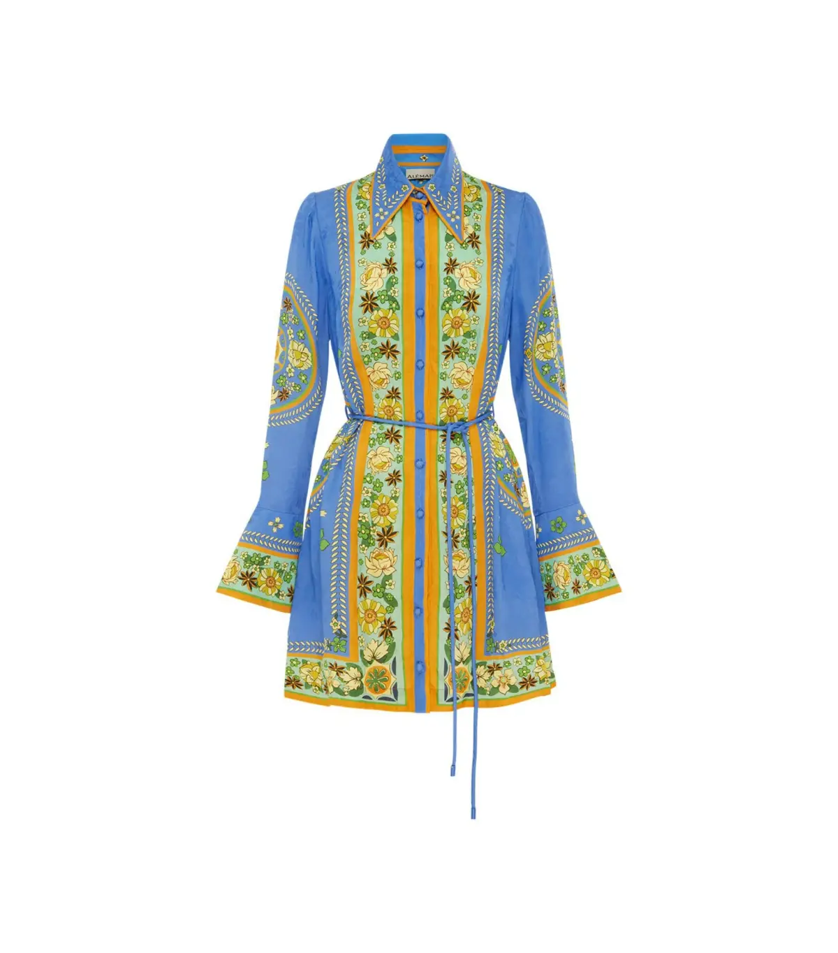 Alemais Linda Mini Dress in Blue Print Size AU 10 - Image 3