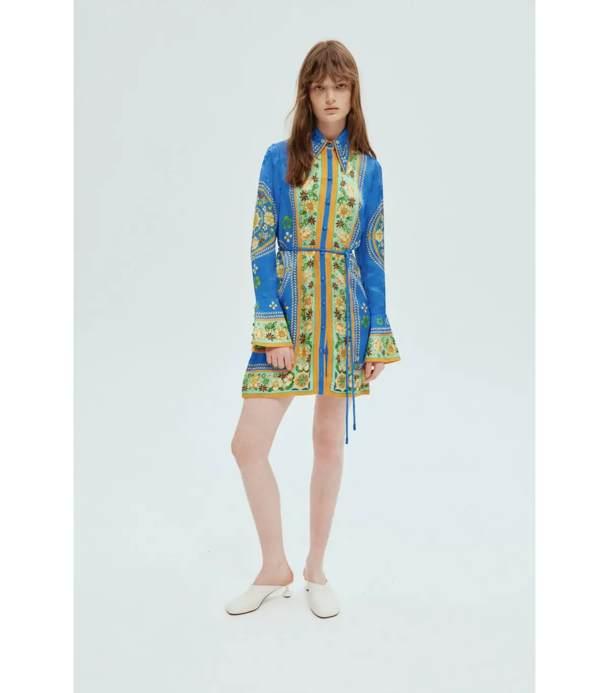 Alemais Linda Mini Dress in Blue Print Size AU 10 - Image 1