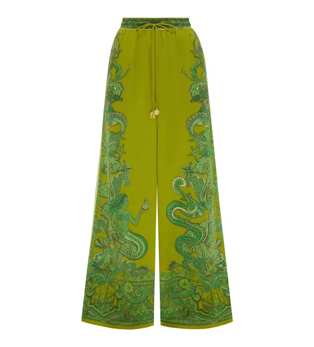 Alemais Solaris Silk Shirt and Pant Set Green Print Size AU 4 - Image 4