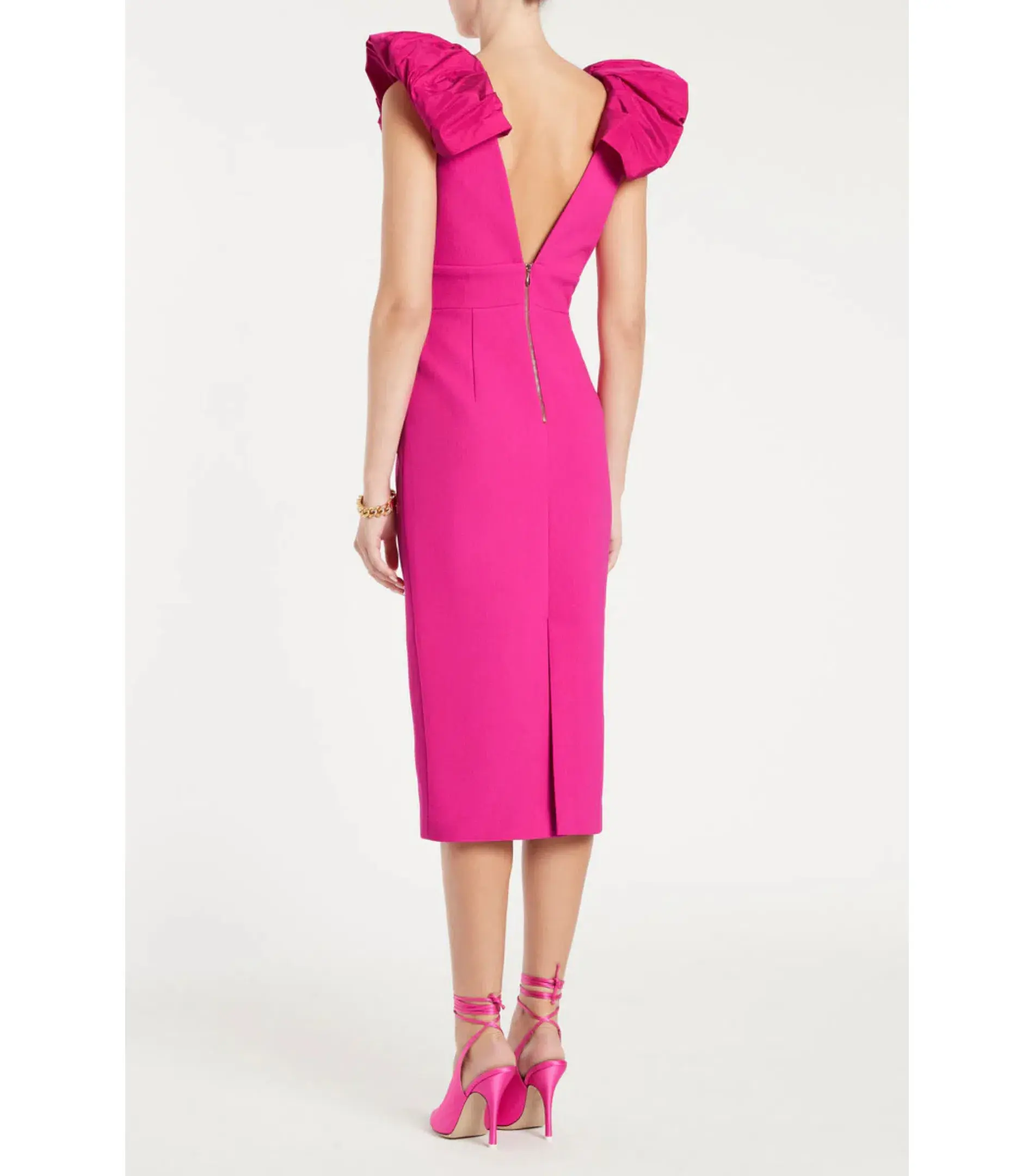 Rebecca Vallance Cupid's Bow Midi Dress Pink Size AU 10 - Image 4