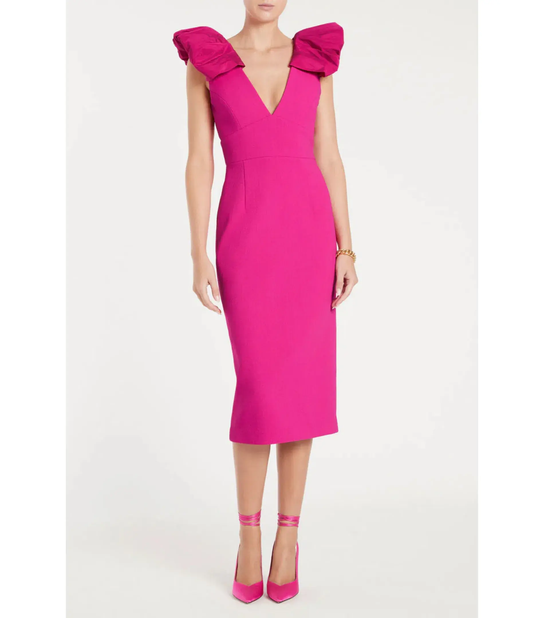 Rebecca Vallance Cupid's Bow Midi Dress Pink Size AU 10 - Image 1