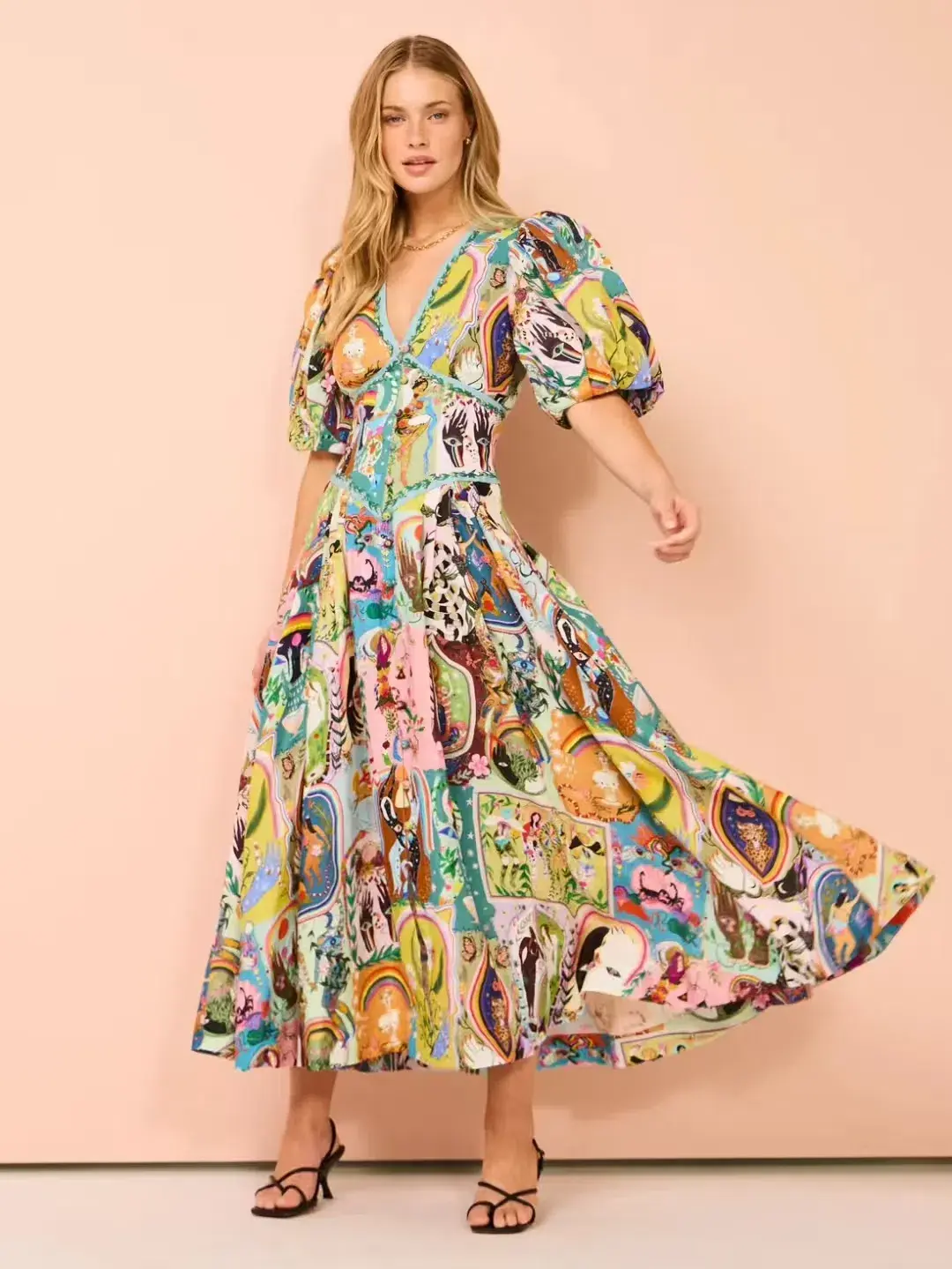 Alemais Evergreen Midi Dress Multi Size AU 6  - Image 1