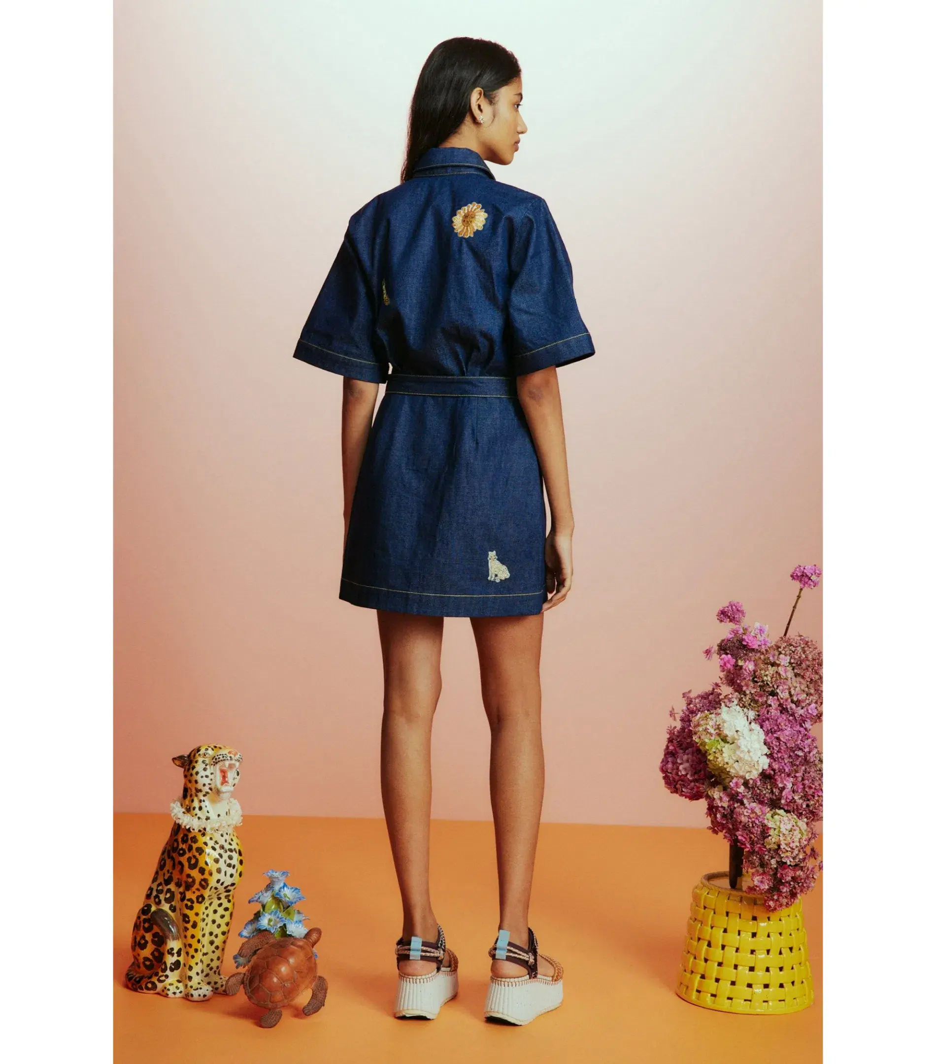 Alemais Jada Mini Dress Denim Blue Size AU 8 - Image 4