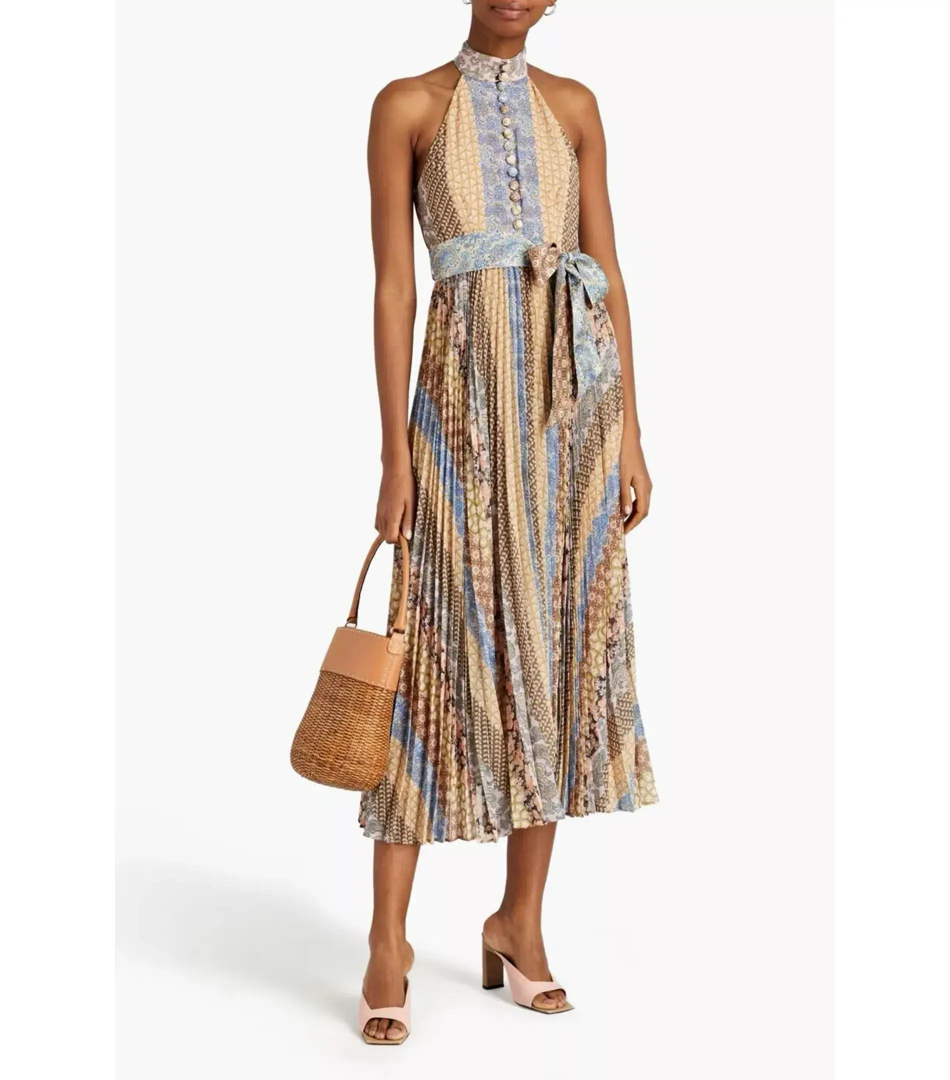 Zimmermann Sunray Picnic Patchwork Effect Midi Dress Multi Size 1 / AU 10 - Image 1