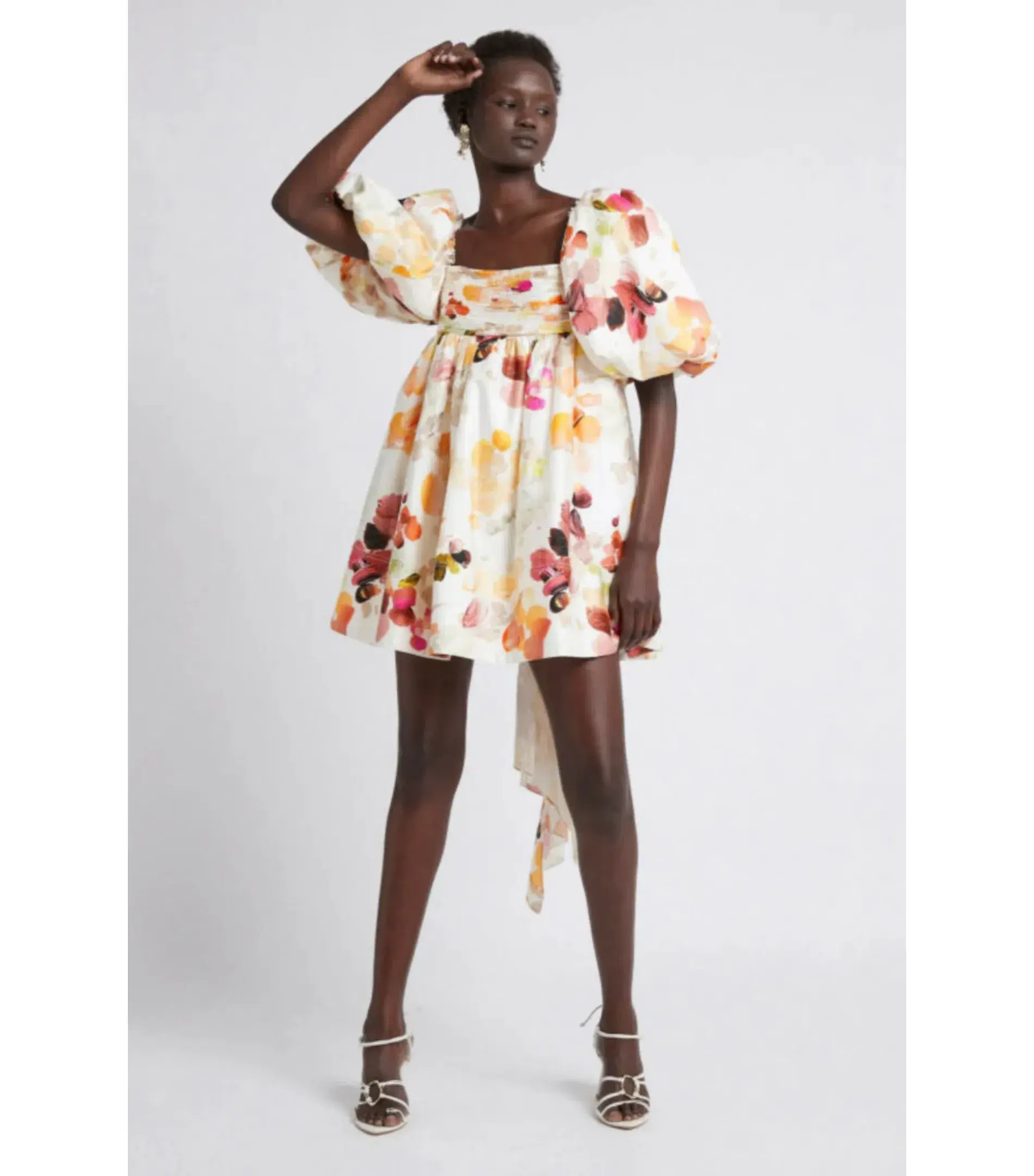 Aje Dassia Puff Sleeve Mini Dress Wallpaper Floral Size AU 8  - Image 1