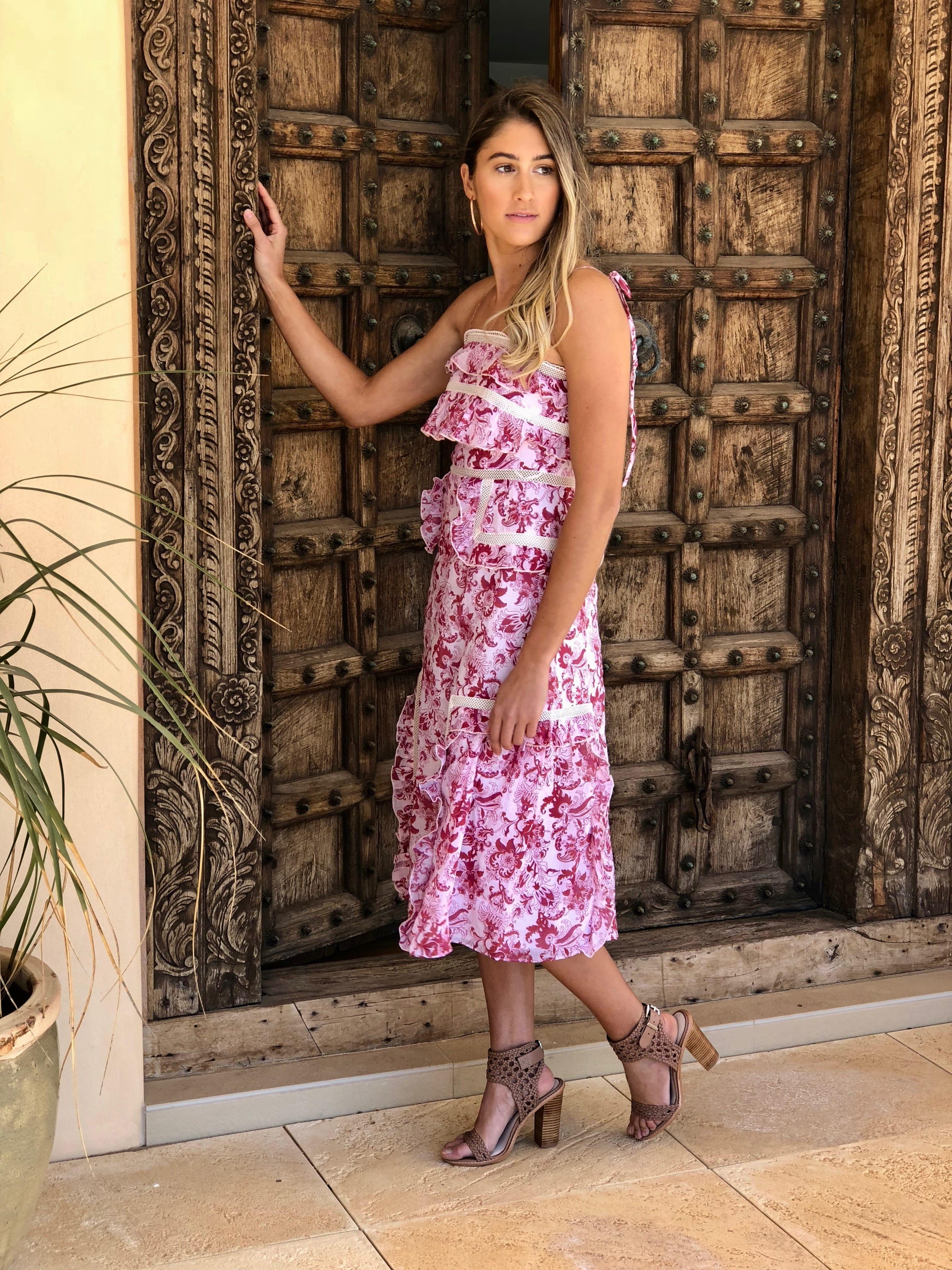 Stevie May British India Tie Midi Dress Pink 8 - Image 4