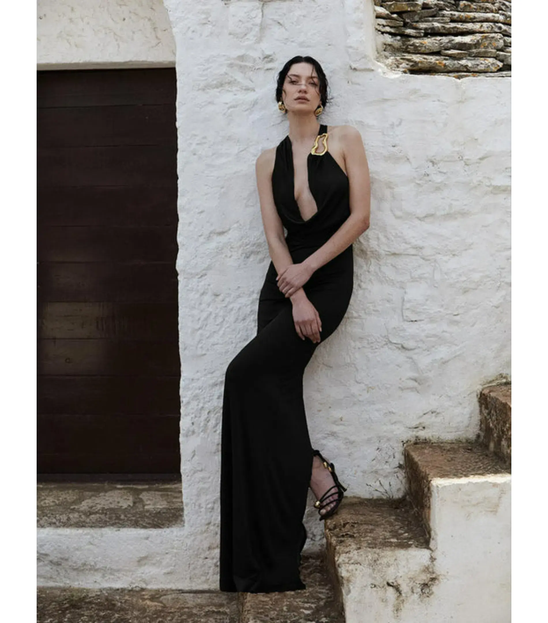 Rebecca Vallance Domenica Halter Gown Black Size AU 6 - Image 1