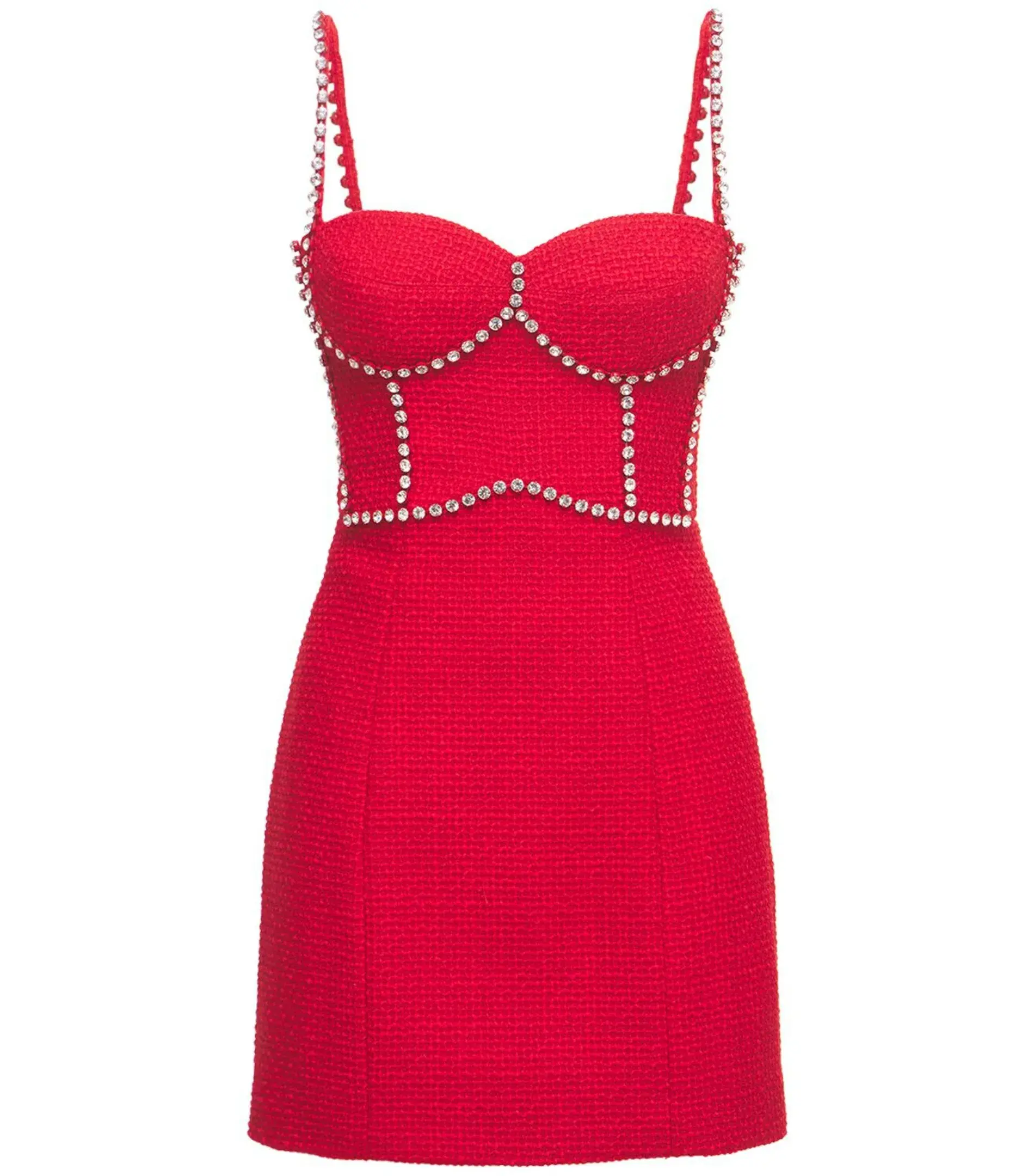 Area NYC Red Embellished Tweed Bustier Dress Red Size AU 6 - Image 4