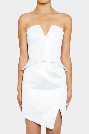 Nicholas Foil Jacquard Strapless Dress White 6 - Image 1