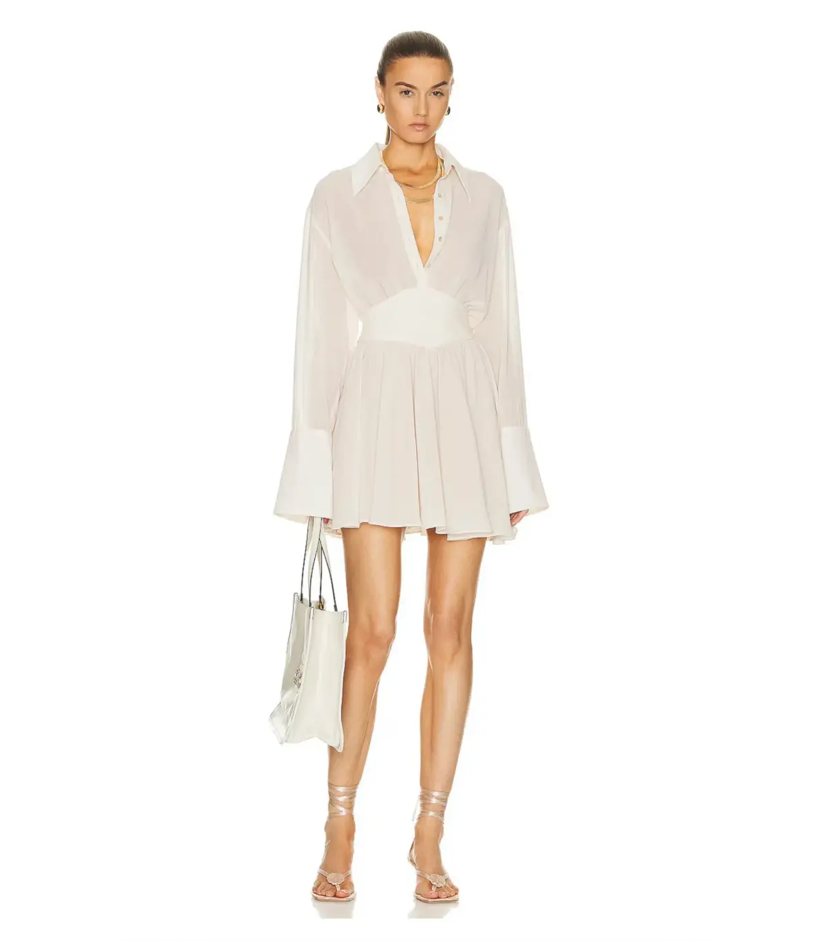 Helsa Sheer Dress Cream Size XXS / AU 4 - Image 3