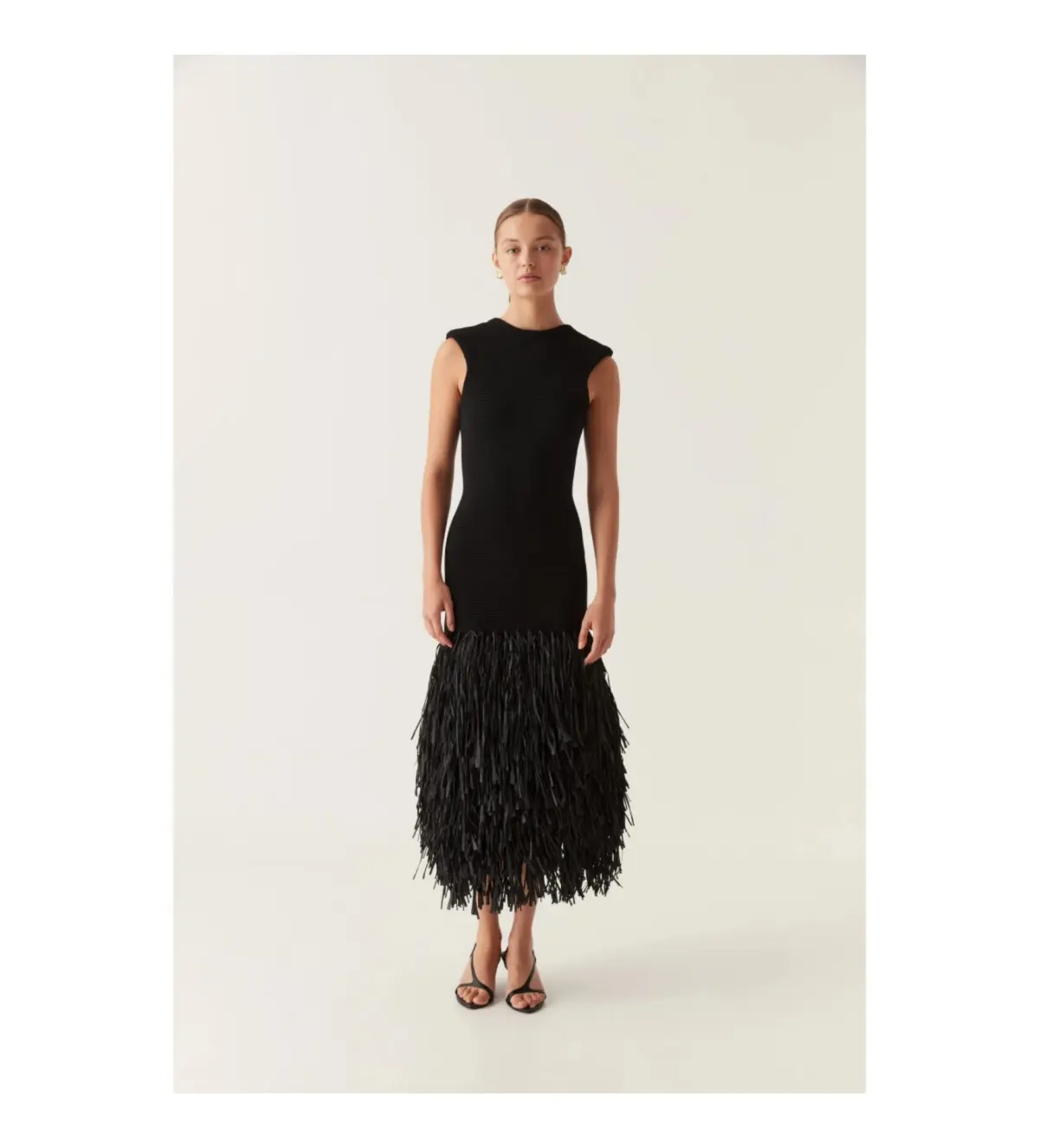 Aje Knitted Raffia Midi Dress Black Size 12 - Image 1