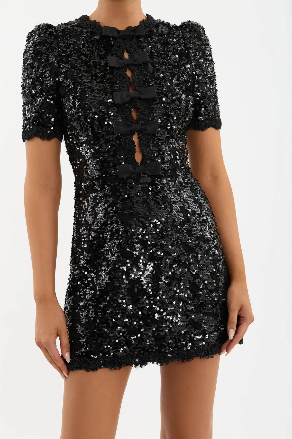 Rebecca Vallance Diana Bow Mini Dress Black Size 6 - Image 5