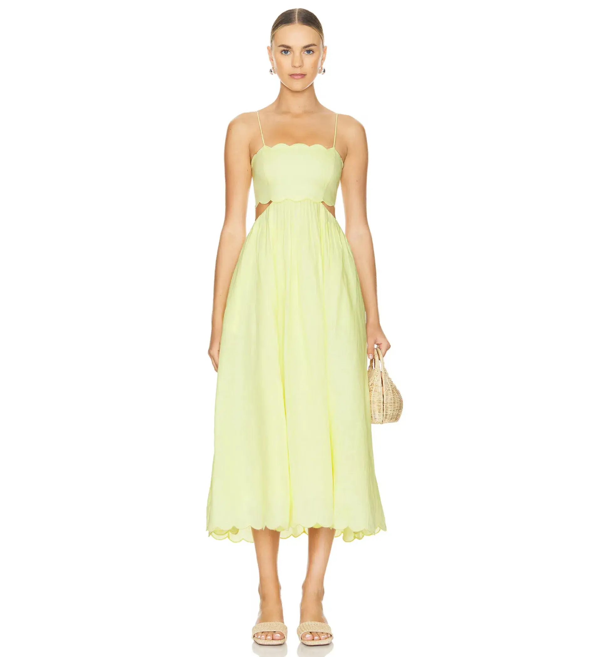 Zimmermann Halliday Scallop Midi Dress In Yellow Size 2 / Au 12 - Image 1