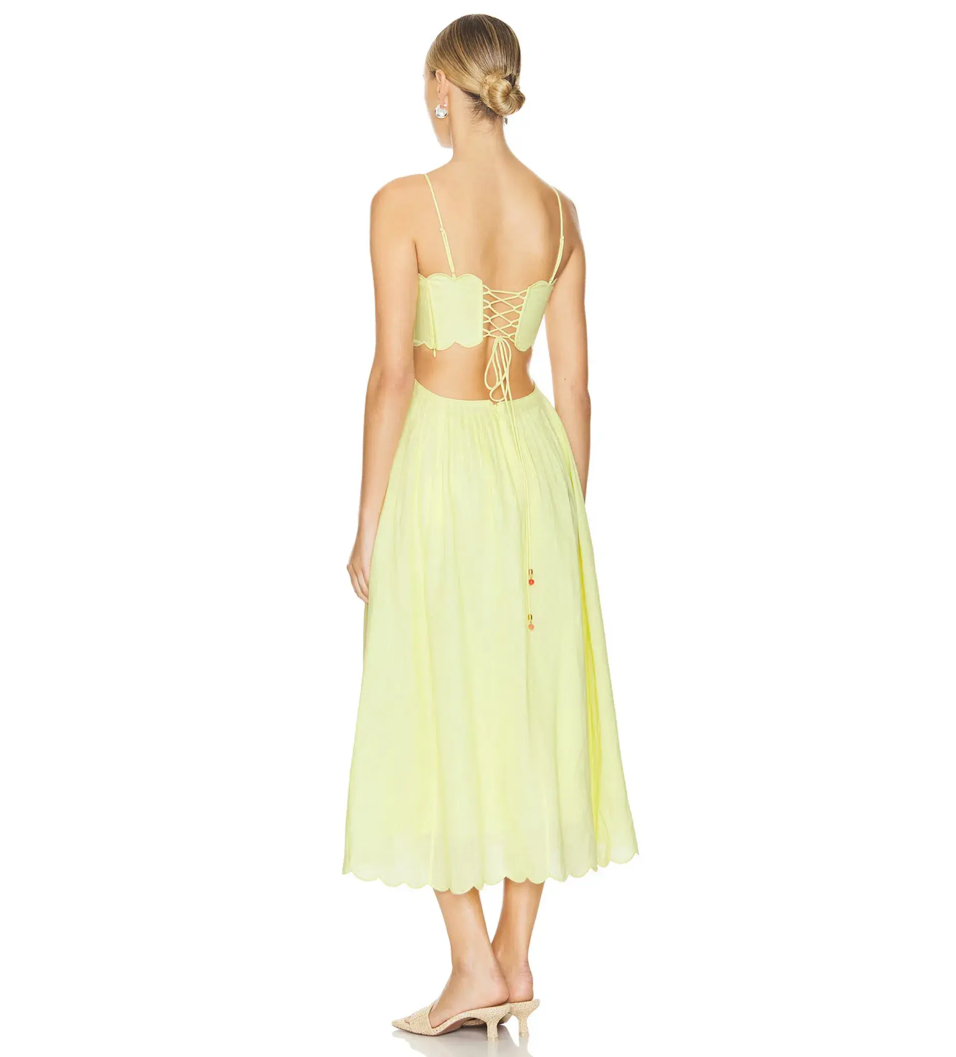Zimmermann Halliday Scallop Midi Dress In Yellow Size 2 / Au 12 - Image 2