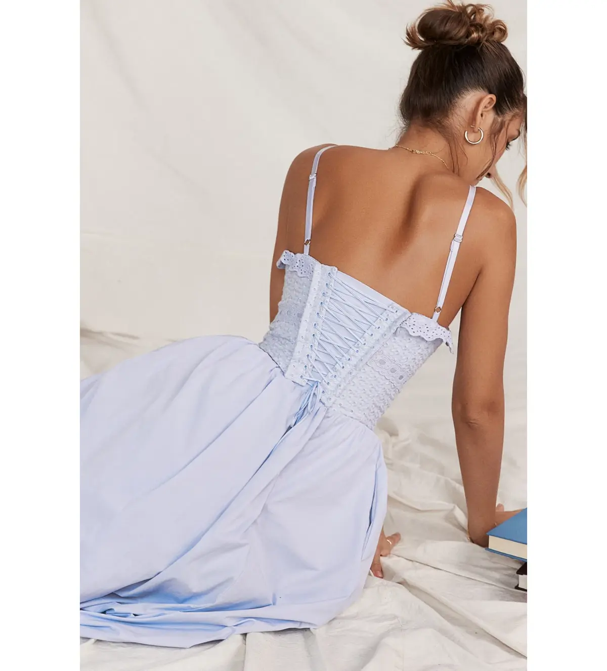 House Of CB Jaime  Sundress Soft Blue Cotton Broderie Anglais Size M/Au 10 - Image 2