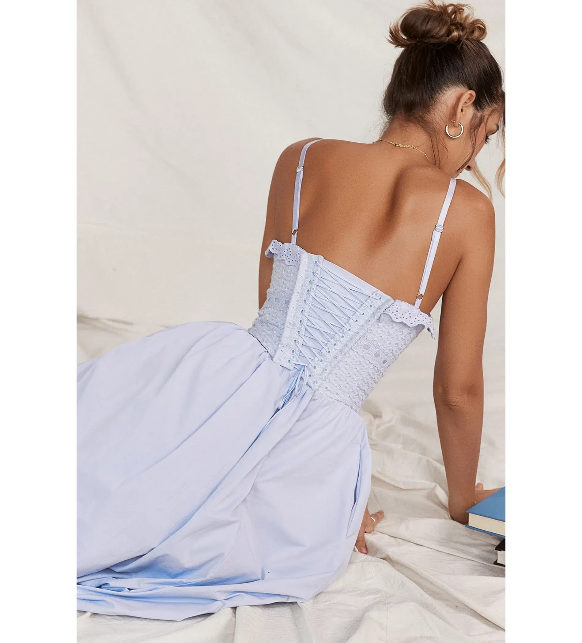 House Of CB Jaime  Sundress Soft Blue Cotton Broderie Anglais Size M/Au 10 - Image 2