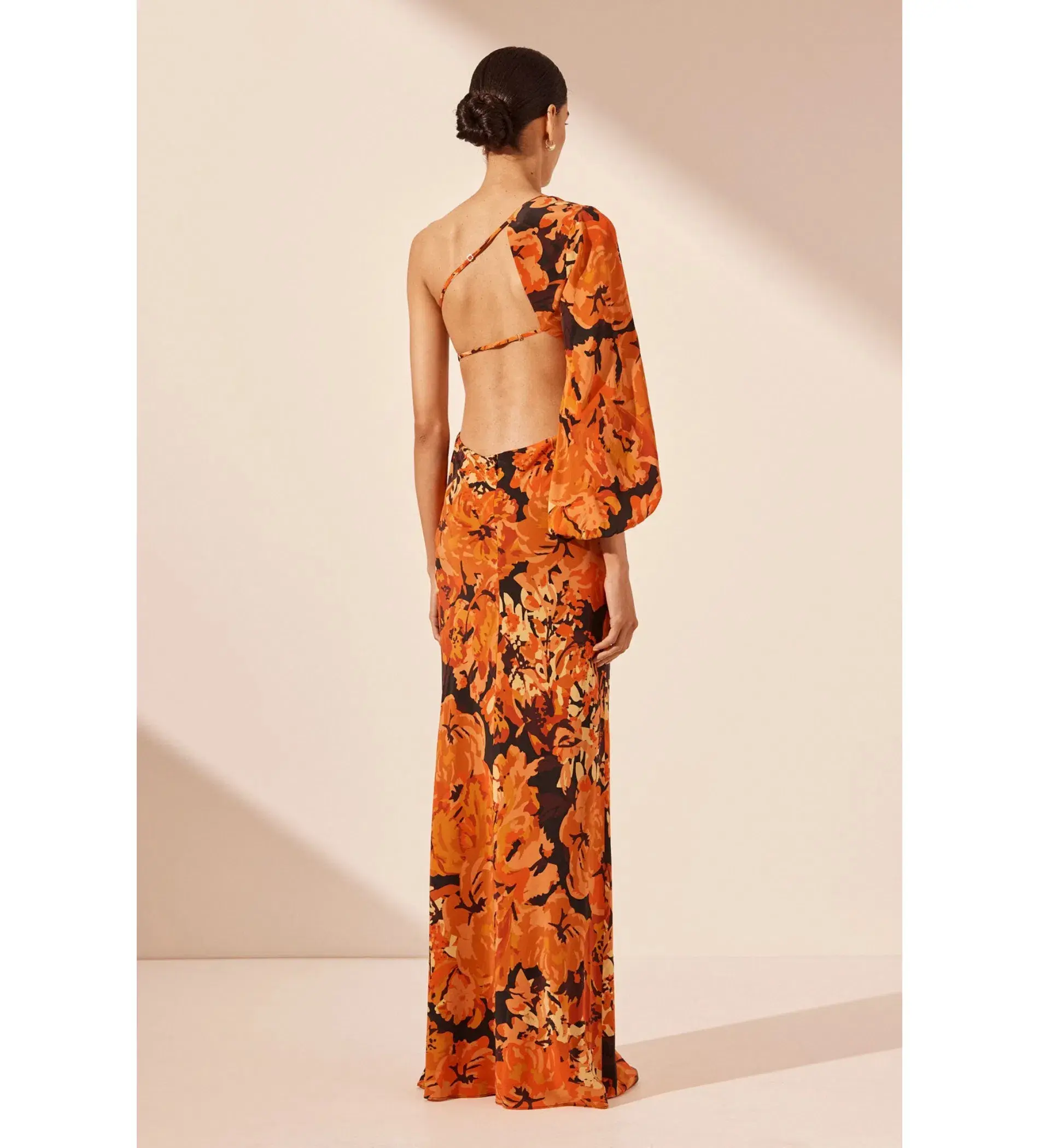 Shona Joy Santos Silk One Shoulder Open Back Maxi Dress Santos Size 8 - Image 2