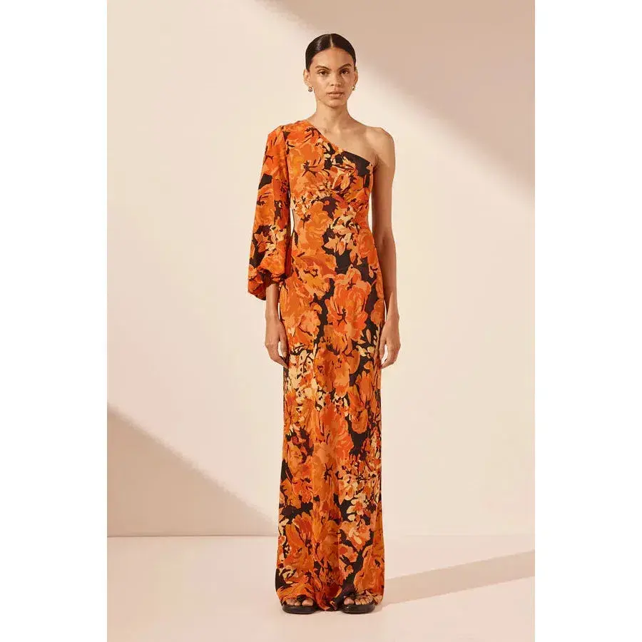 Shona Joy Santos Silk One Shoulder Open Back Maxi Dress Santos Size 8 - Image 1