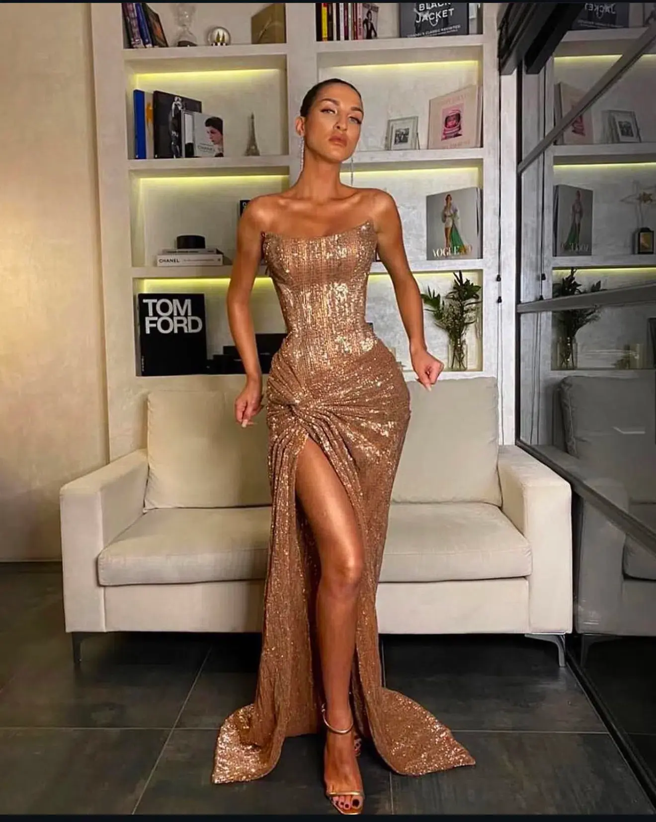 Lia Stublla Chanel Gown Gold Size 12  - Image 2