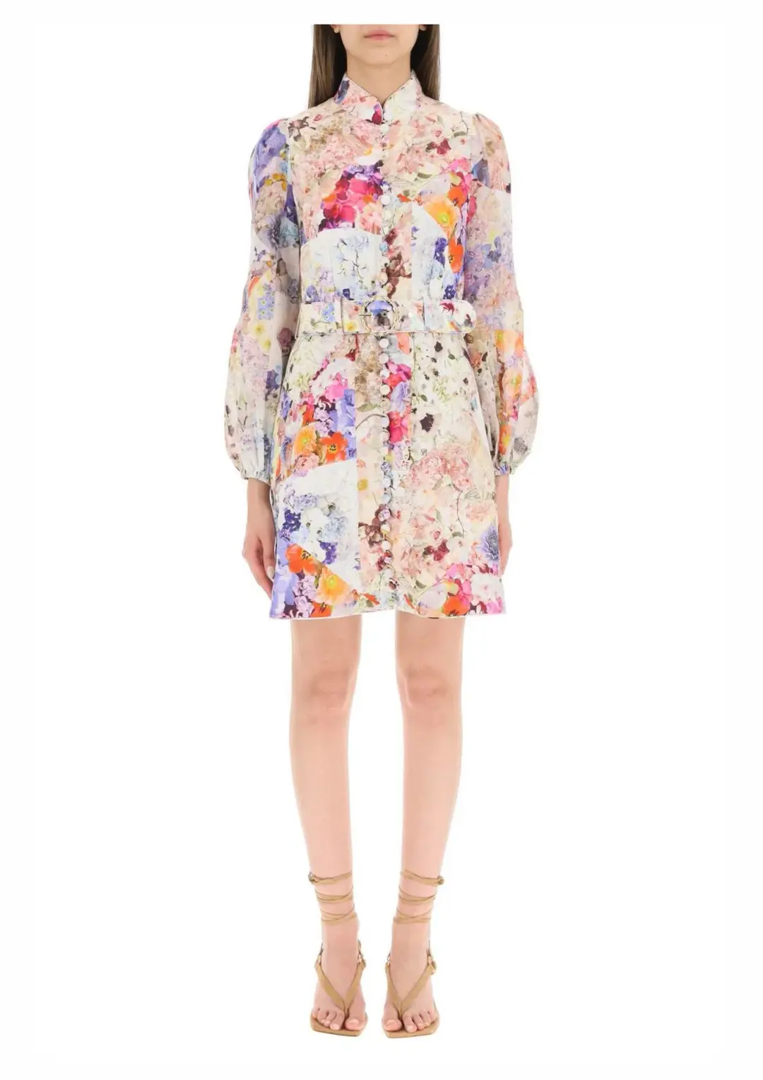 Zimmermann Prima Belted Mini Dress Patchwork Floral Size 1 / AU 10 for rent on The Volte - main image
