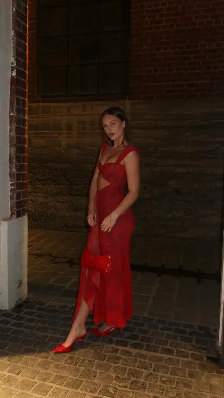 She is OLLÁ Imogen Maxi in Cherry Red Size 8 - Image 6