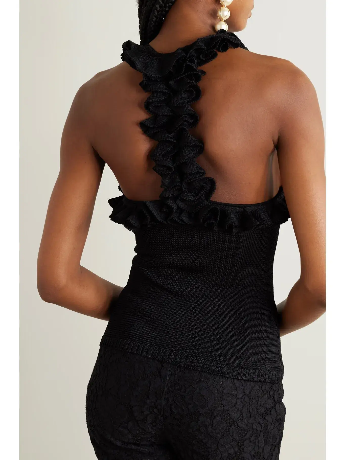 Zimmermann Matchmaker Ruffled Tank Top Knit Black Size 0 / AU 8 - Image 1