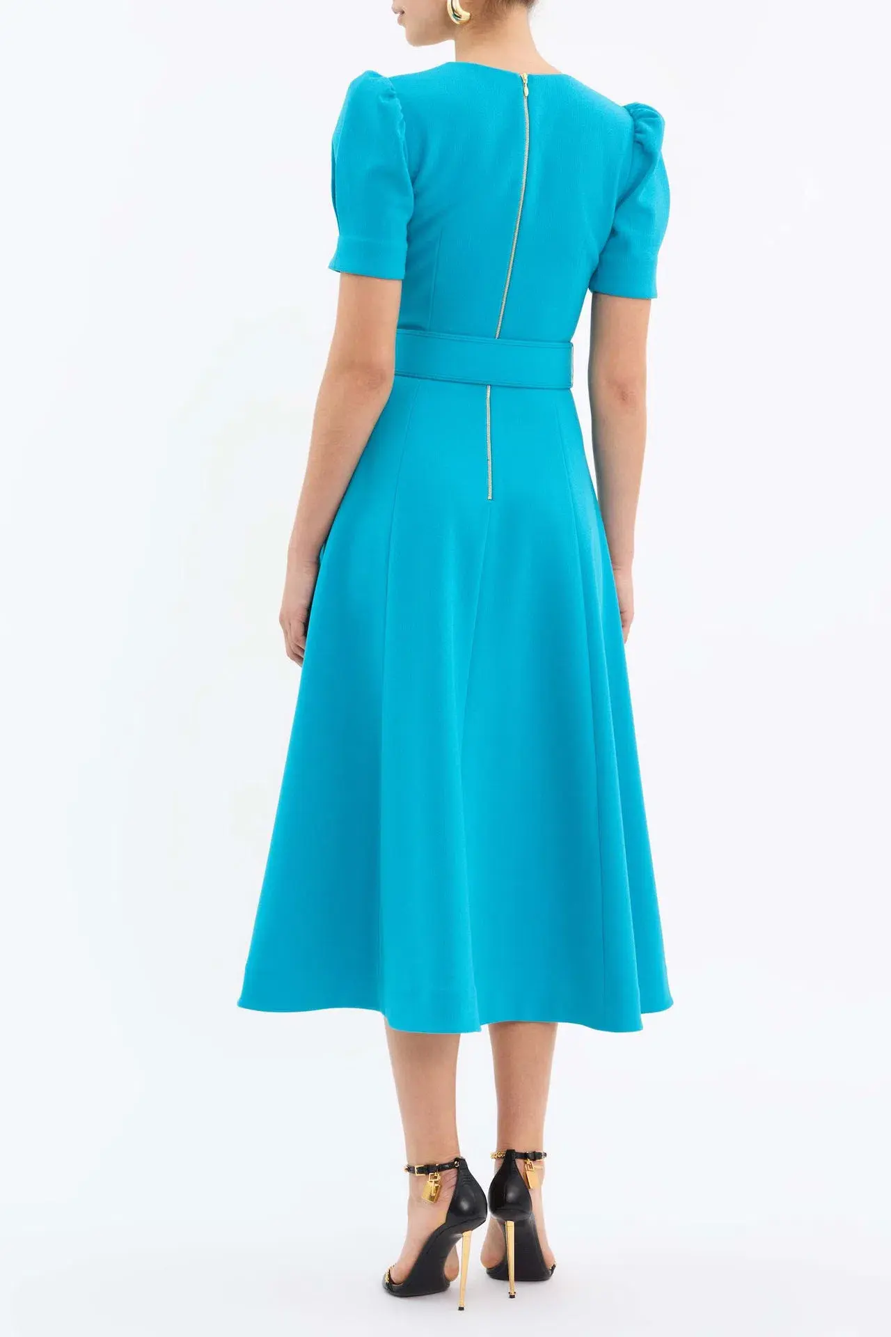 Rebecca Vallance Ella Short Sleeve Midi Dress Blue Size AU 10 - Image 3