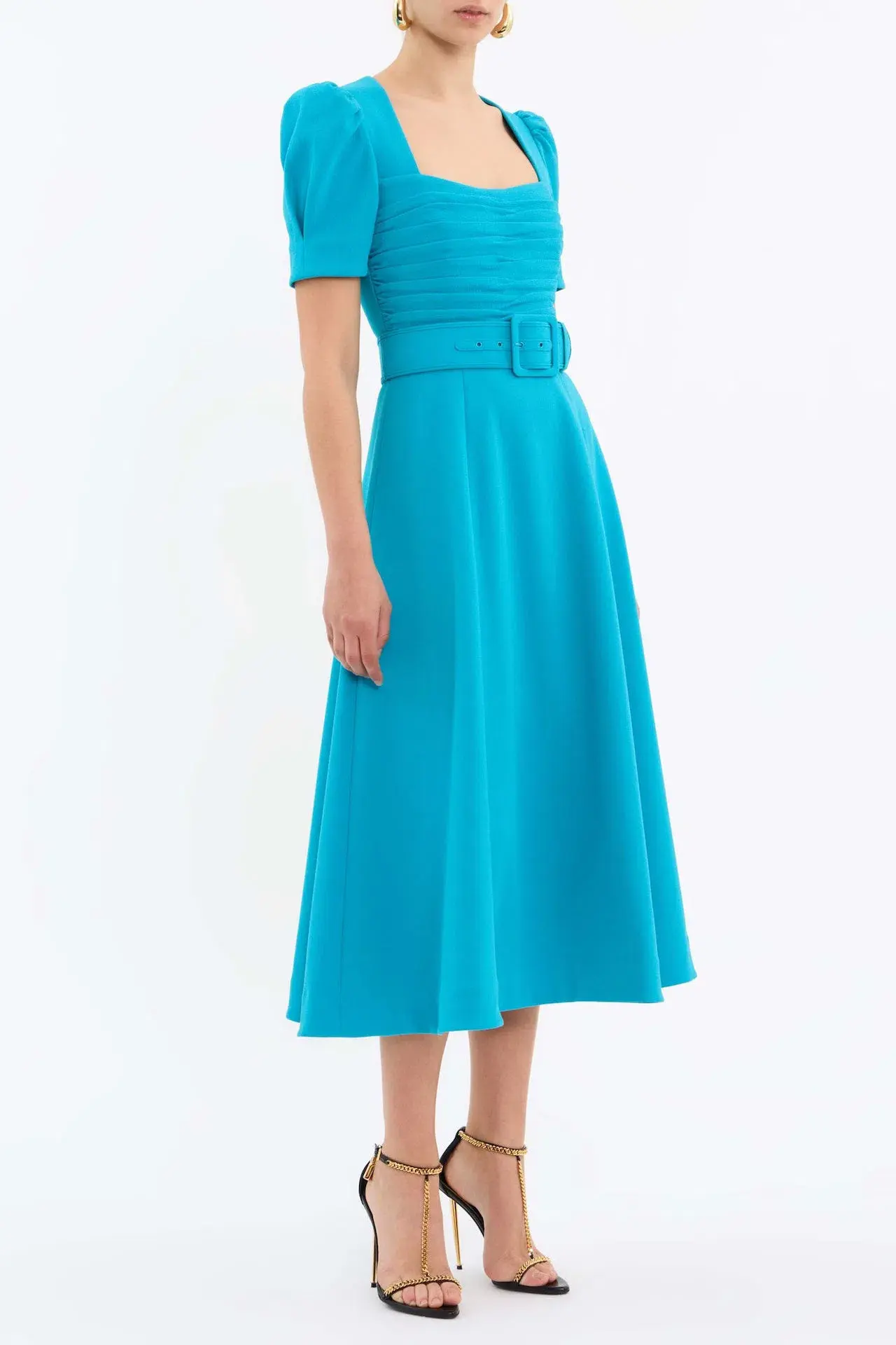 Rebecca Vallance Ella Short Sleeve Midi Dress Blue Size AU 10 - Image 2