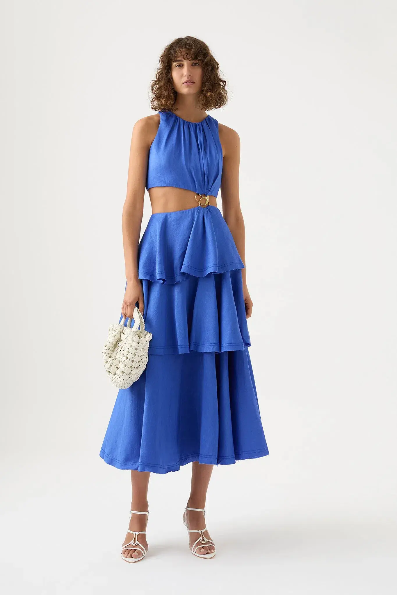 Aje Wave Cut Out Ring Midi Dress Marine Blue Size 10 - Image 2