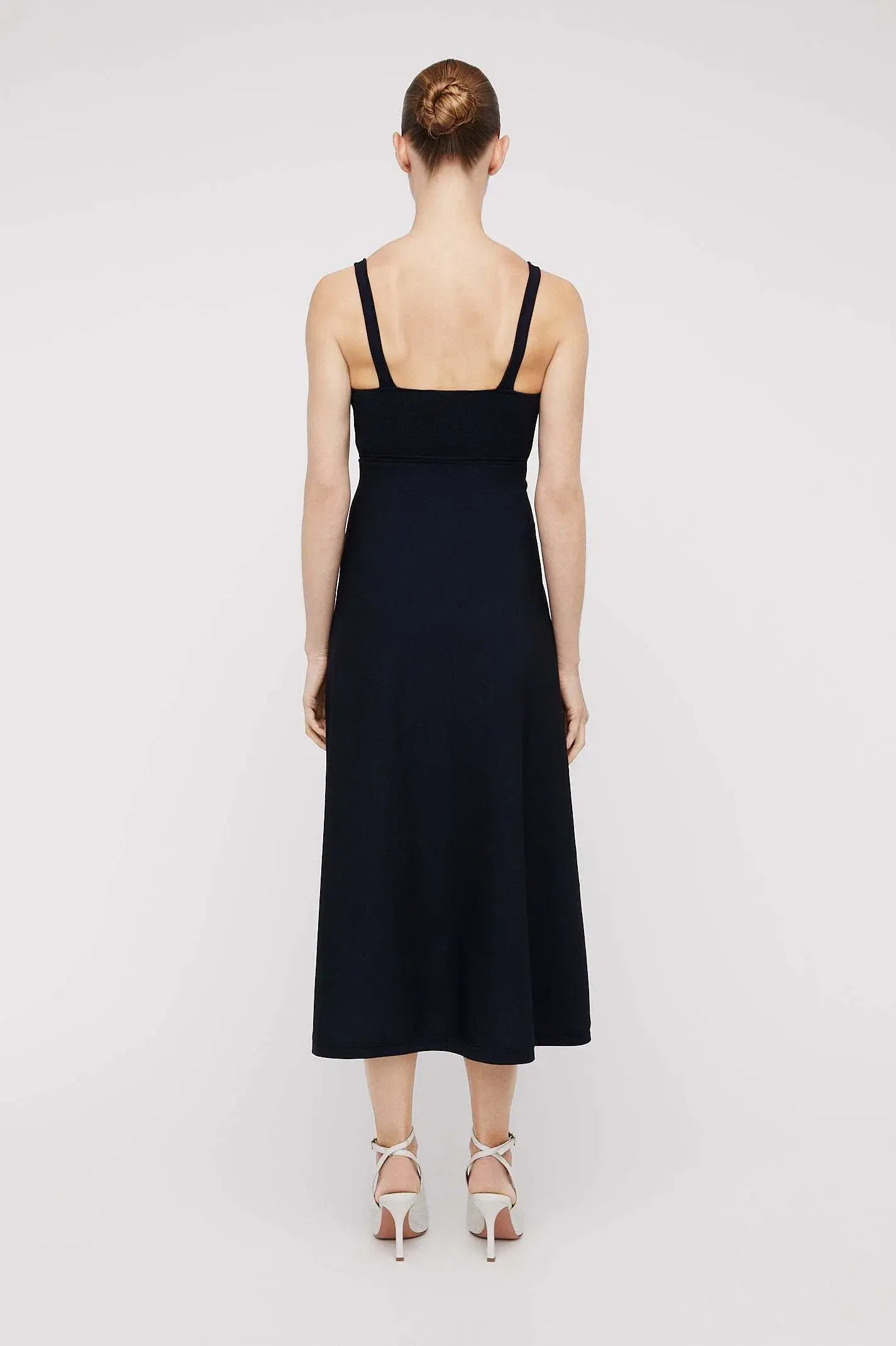 Scanlan Theodore Crepe Knit Square Neck Dress Navy Size 8 - Image 2