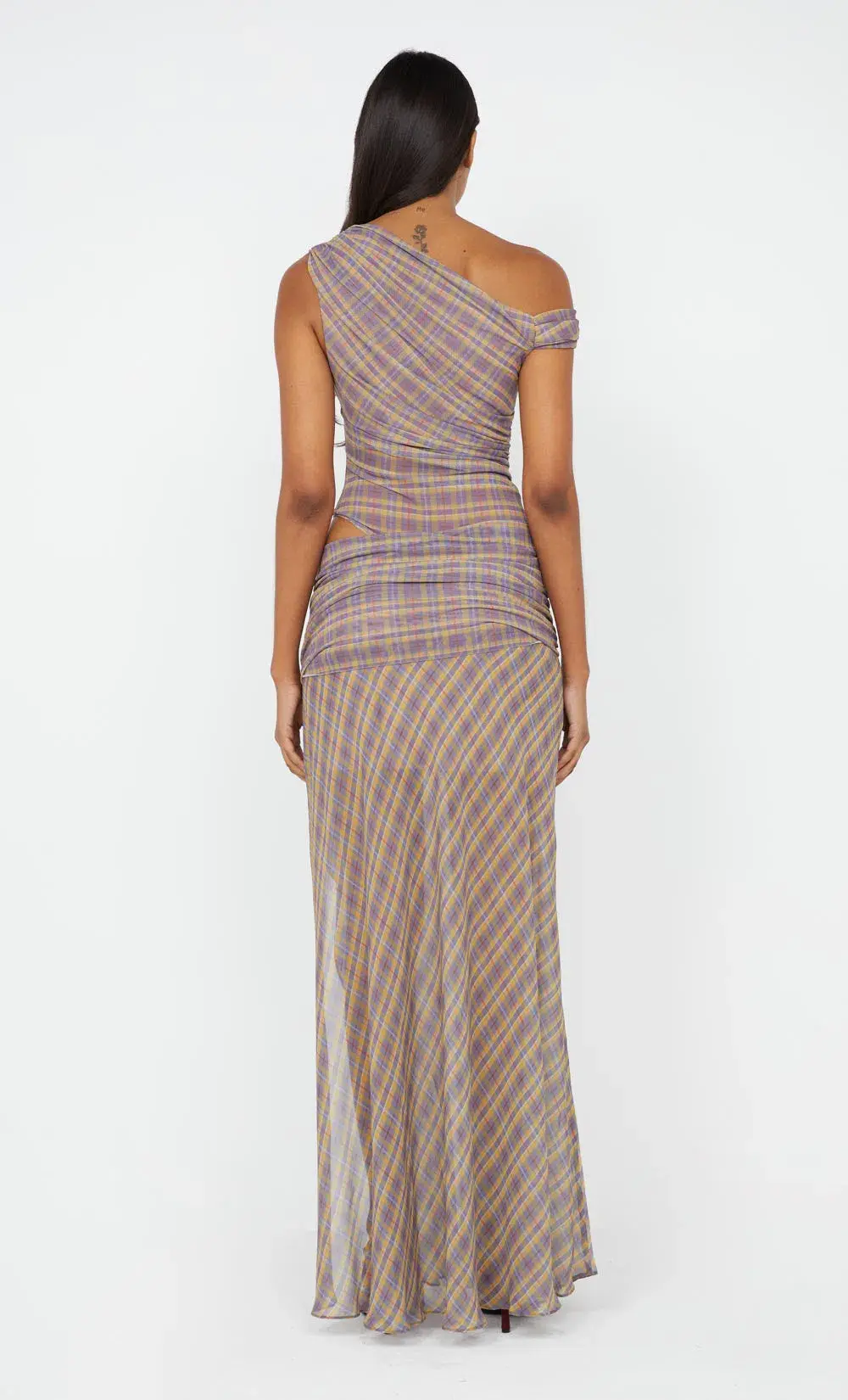 Bec & Bridge Aurelia Asym Dress Violet Check Size 8 - Image 3