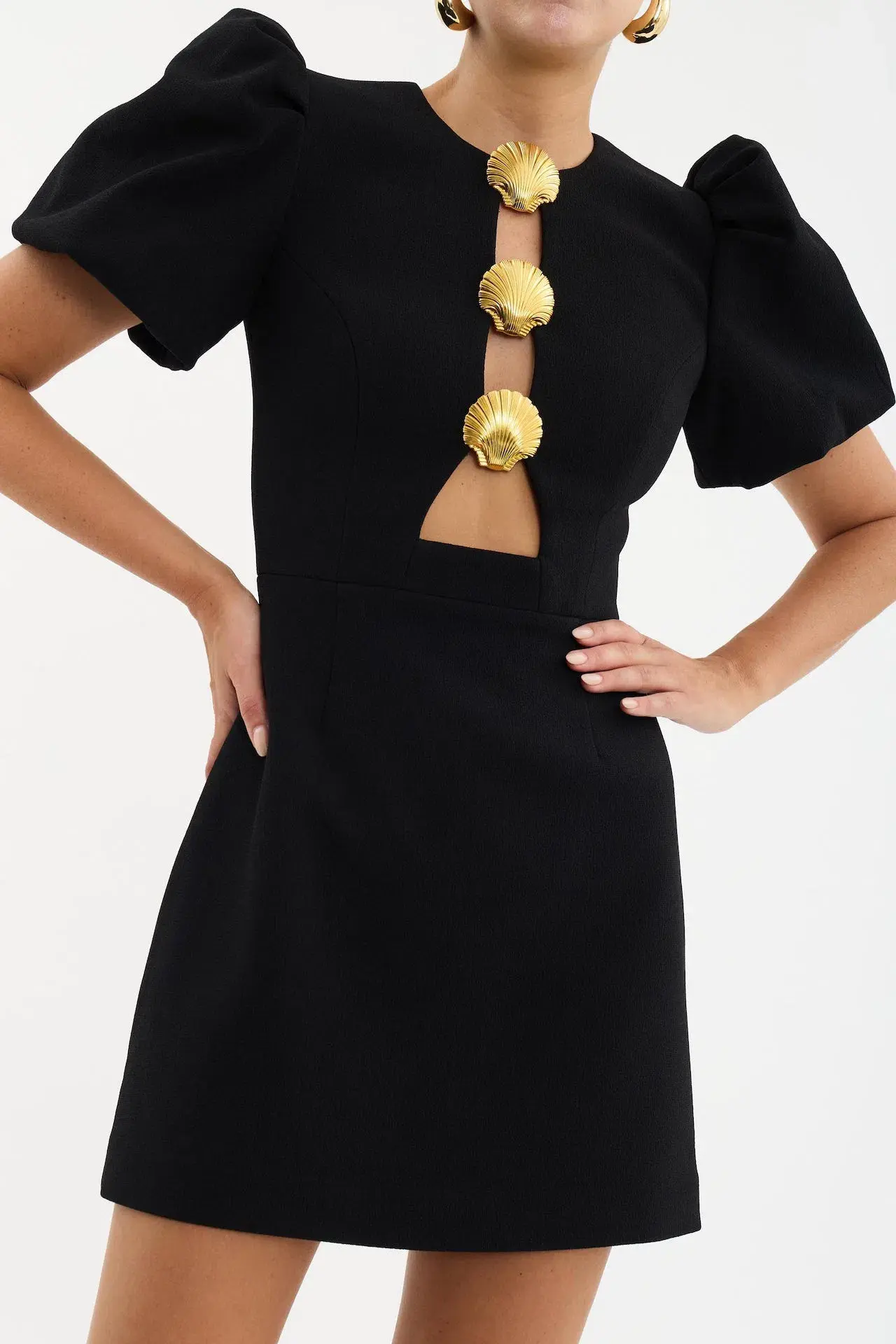 Rebecca Vallance Sirene Puff Sleeve Mini Dress Black Size 8 - Image 4