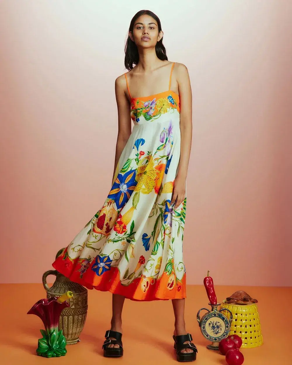 Alemais Flores Midi Sundress Print Size AU 10 for rent on The Volte - main image