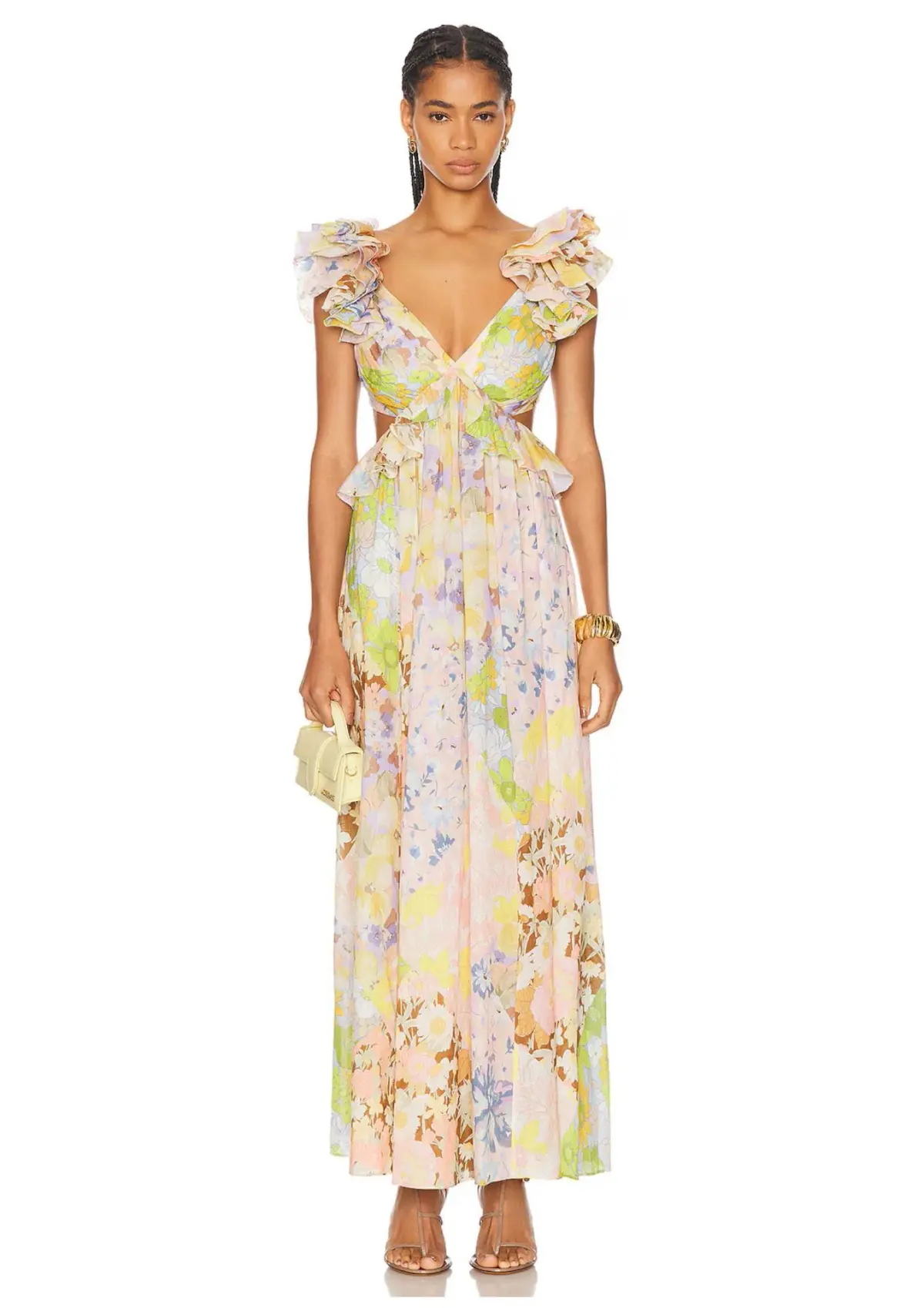 Zimmermann Pop Ruffle Sleeve Midi Dress Patch Floral Size 2/ AU 12 - Image 1
