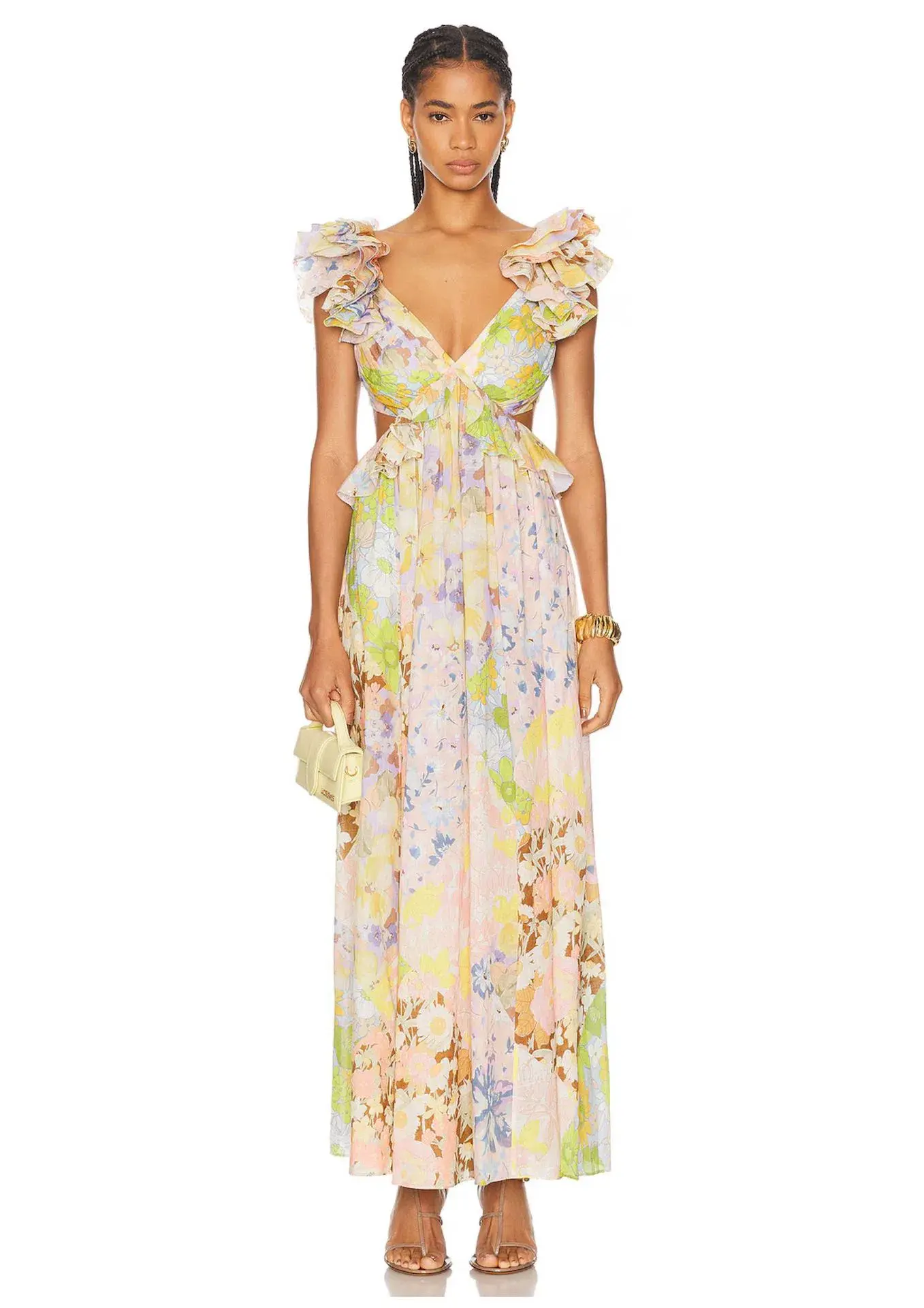 Zimmermann Pop Ruffle Sleeve Midi Dress Patch Floral Size 2/ AU 12 - Image 1
