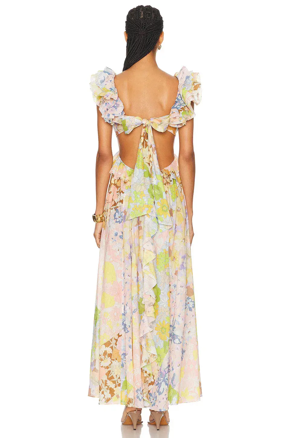 Zimmermann Pop Ruffle Sleeve Midi Dress Patch Floral Size 2/ AU 12 - Image 3