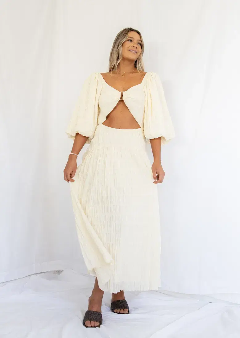 Sovere Mercy Reversible Midi Dress in French Vanilla Size  - Image 4