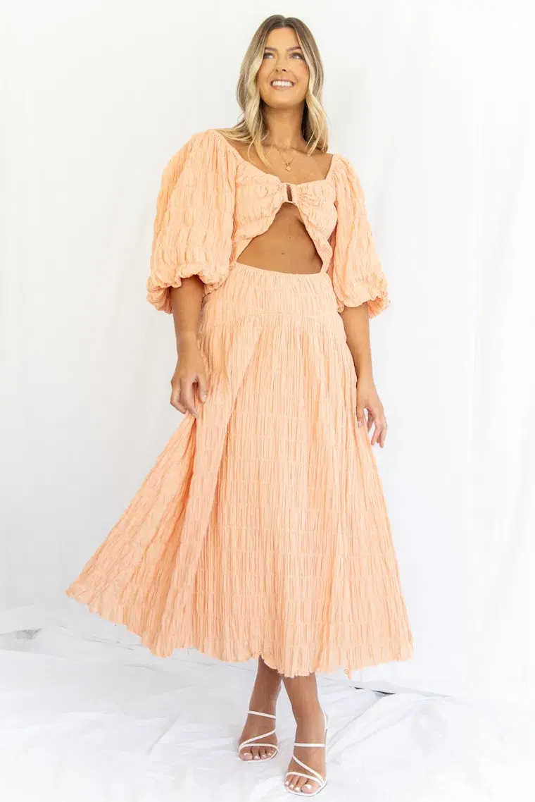 Sovere Mercy Reversible Midi Dress Orange Size 12 - Image 1