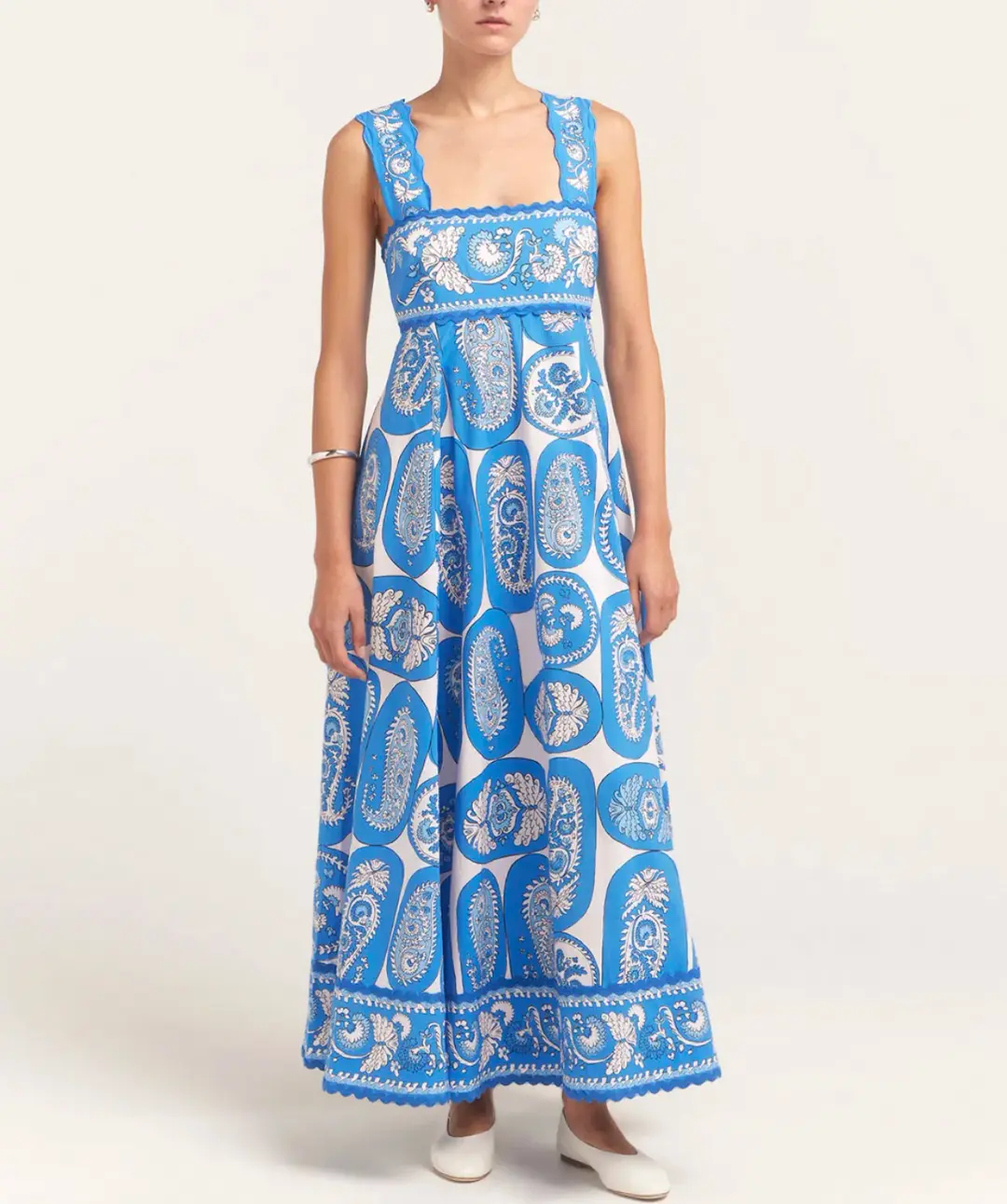 Alemais Dianna Summer Dress Blue/White Paisley Print Size 8 for rent on The Volte - main image