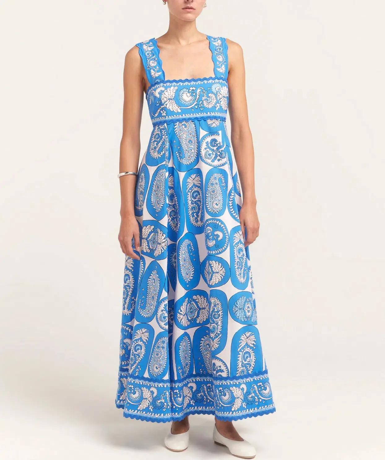 Alemais Dianna Summer Dress Blue/White Paisley Print Size 8 - Image 4