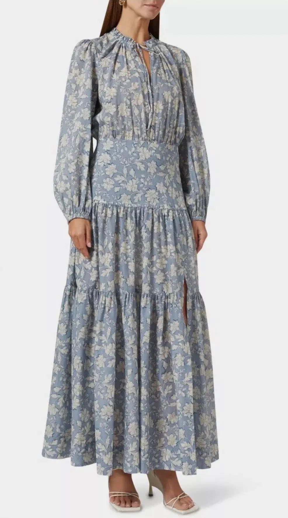 Bec & Bridge Floral Skies Full Bell Sleeve Maxi Dress Blue Size 8 - Image 6
