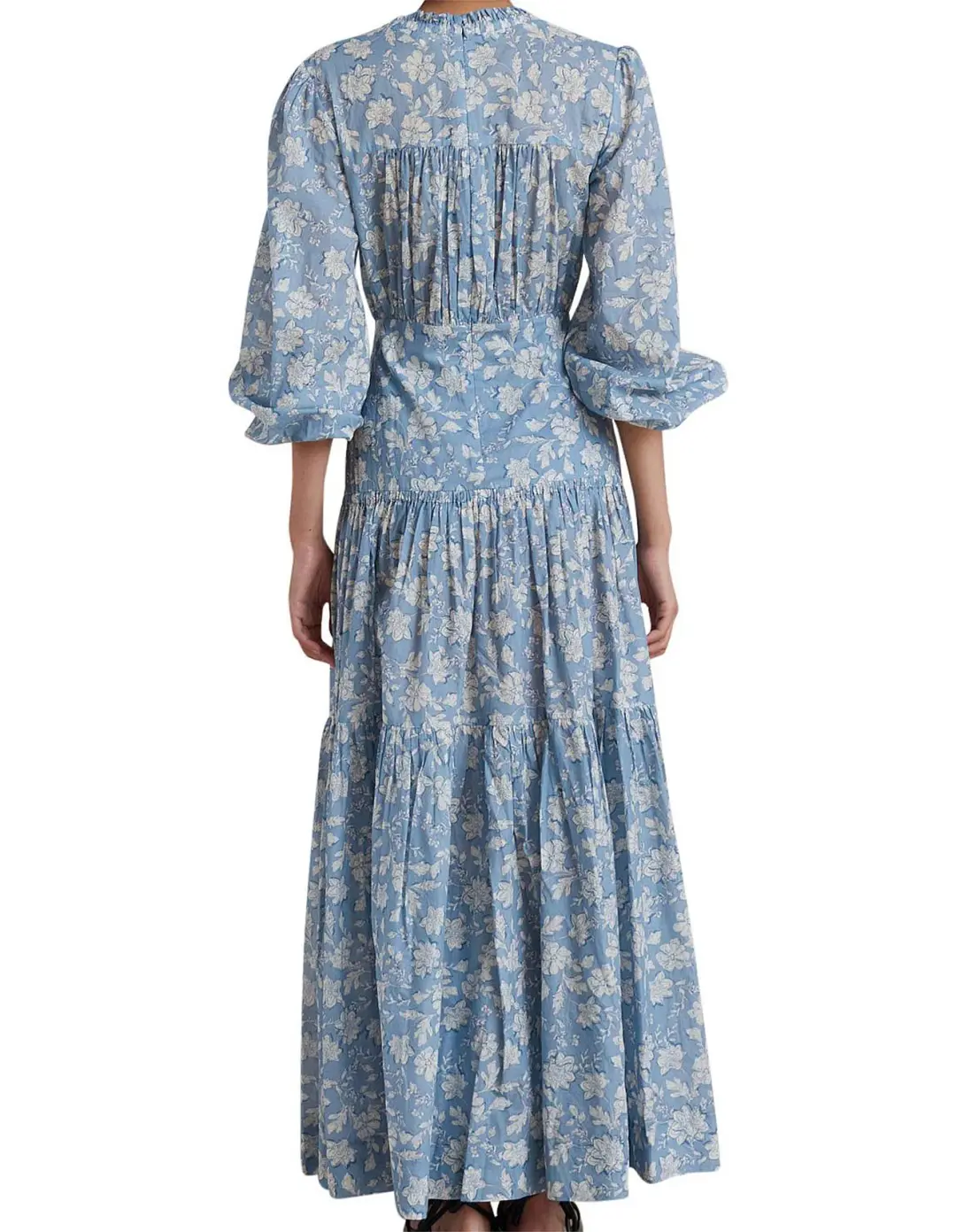 Bec & Bridge Floral Skies Full Bell Sleeve Maxi Dress Blue Size 8 for rent on The Volte - main image